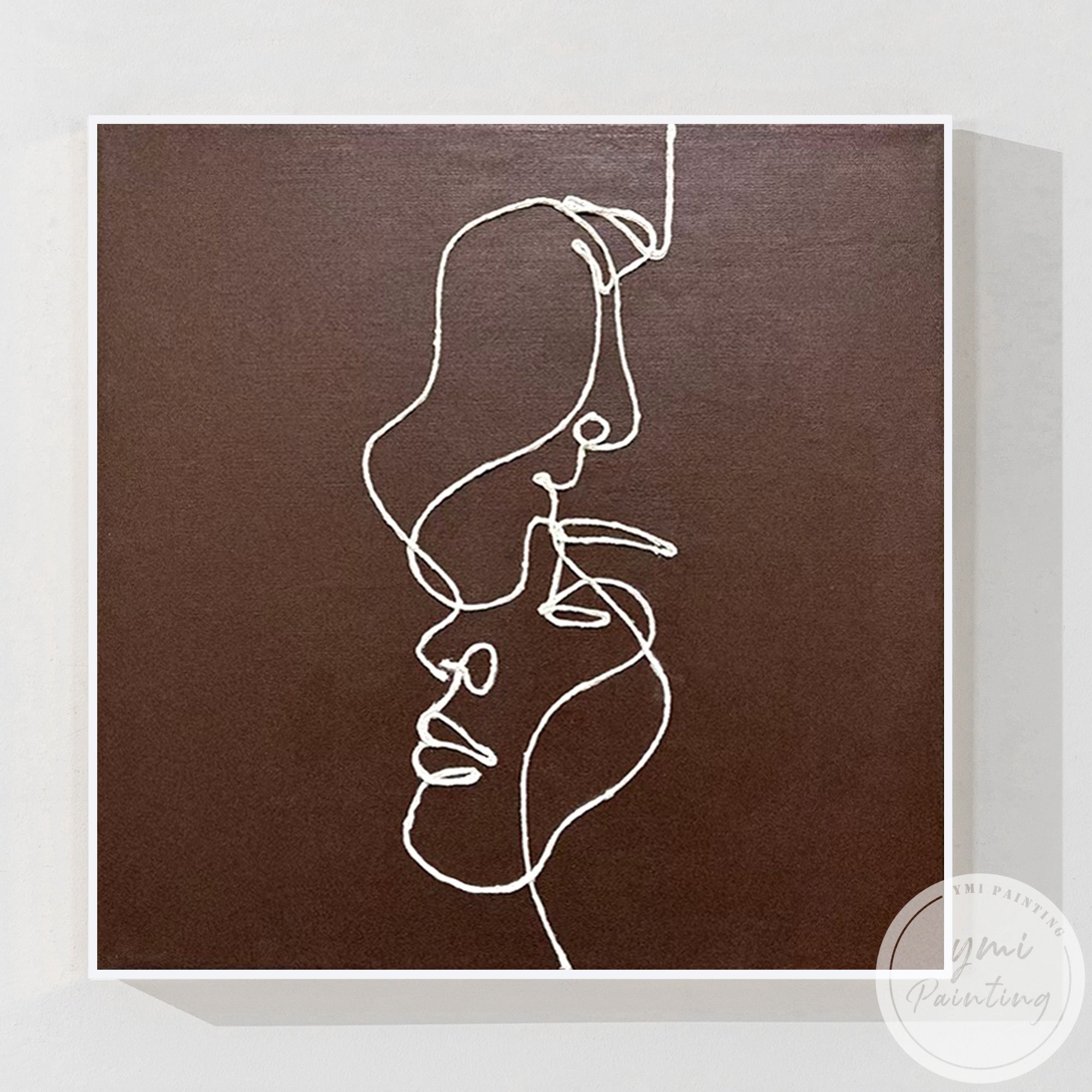 Minimal line art face canvas abstract one line portrait