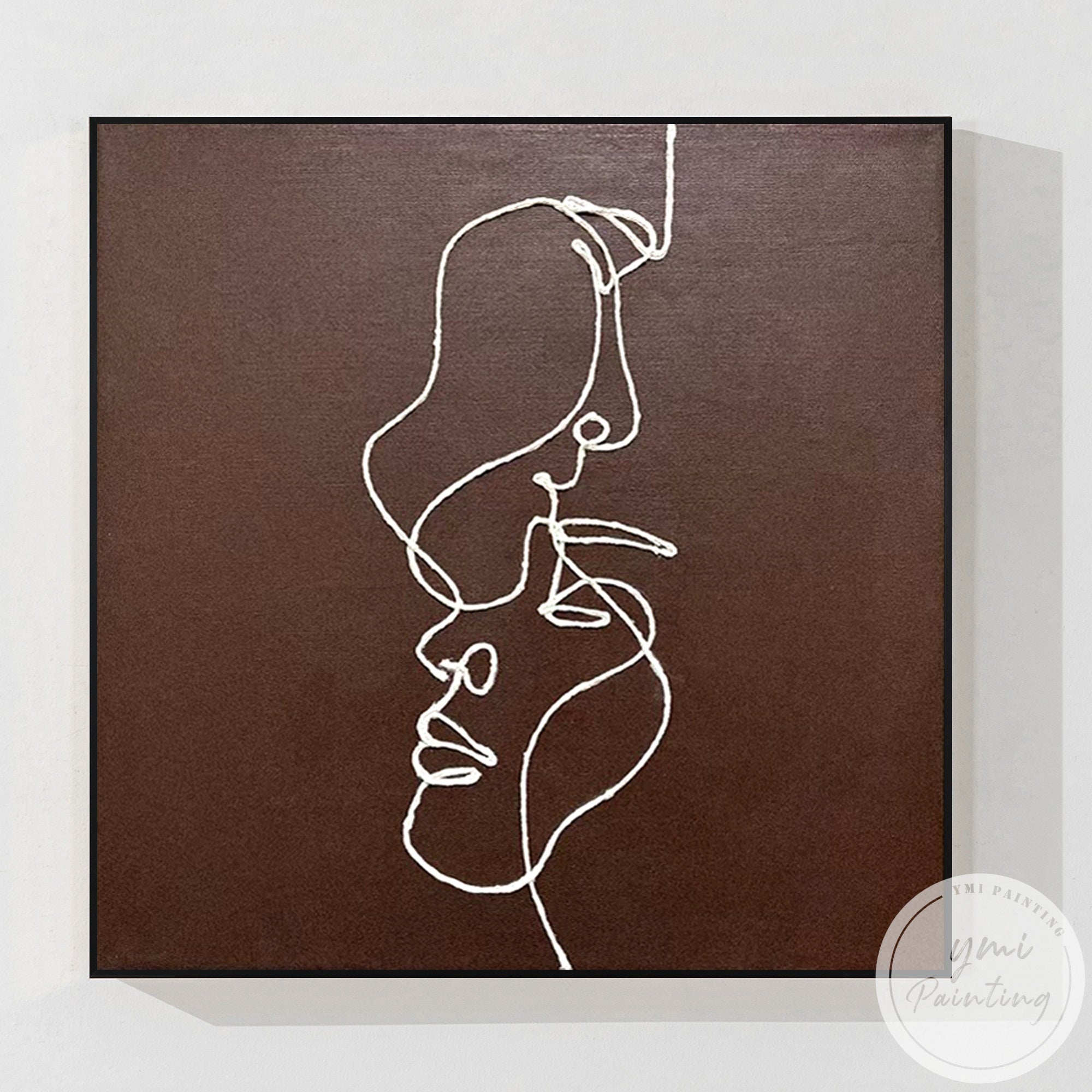 Boho minimalist line drawing face canvas artwork