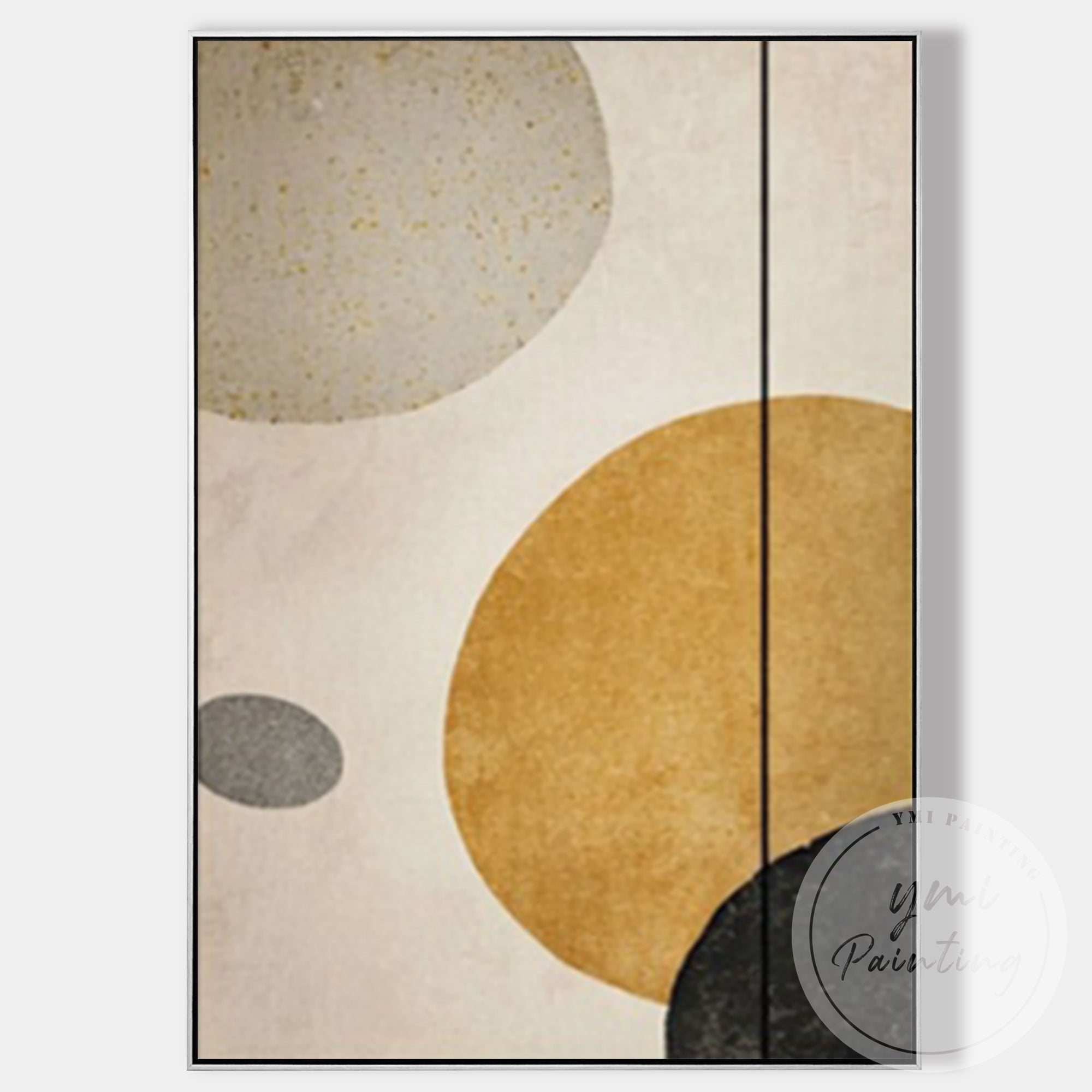 Modern minimalist circle wall art close-up texture detail