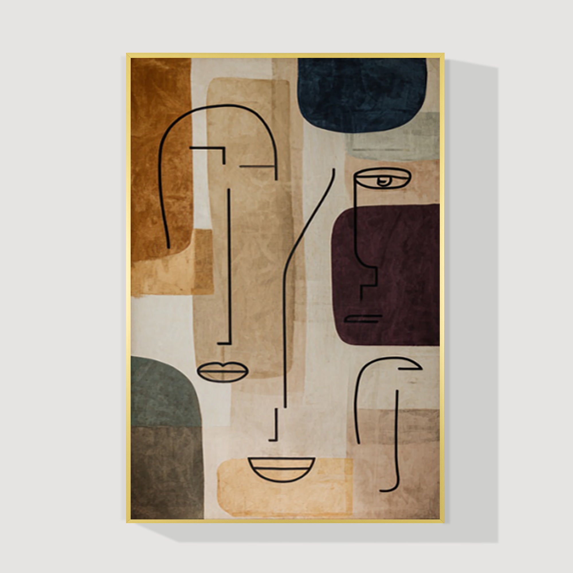 Minimalist abstract geometric face canvas oversized modern portrait