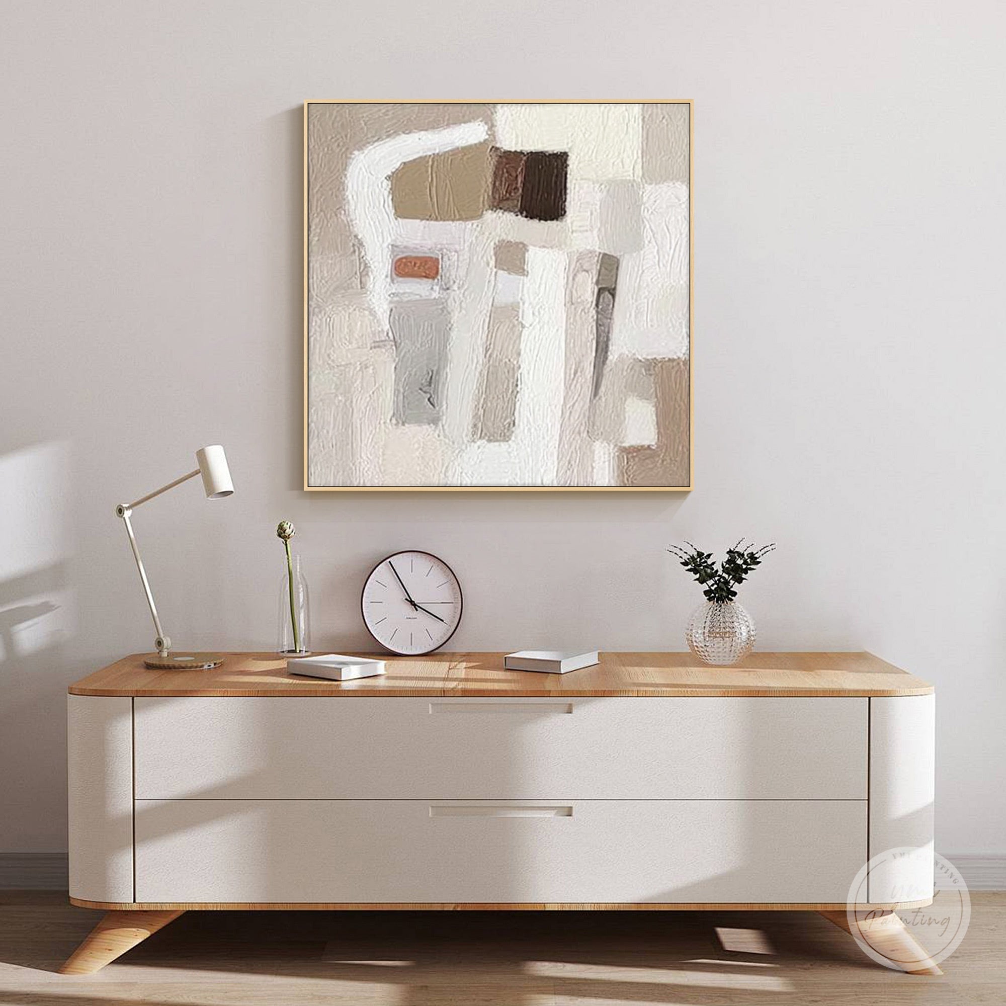beige and brown abstract painting