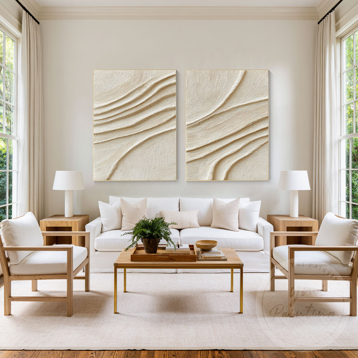 Minimalist sand wave artwork for modern neutral interiors