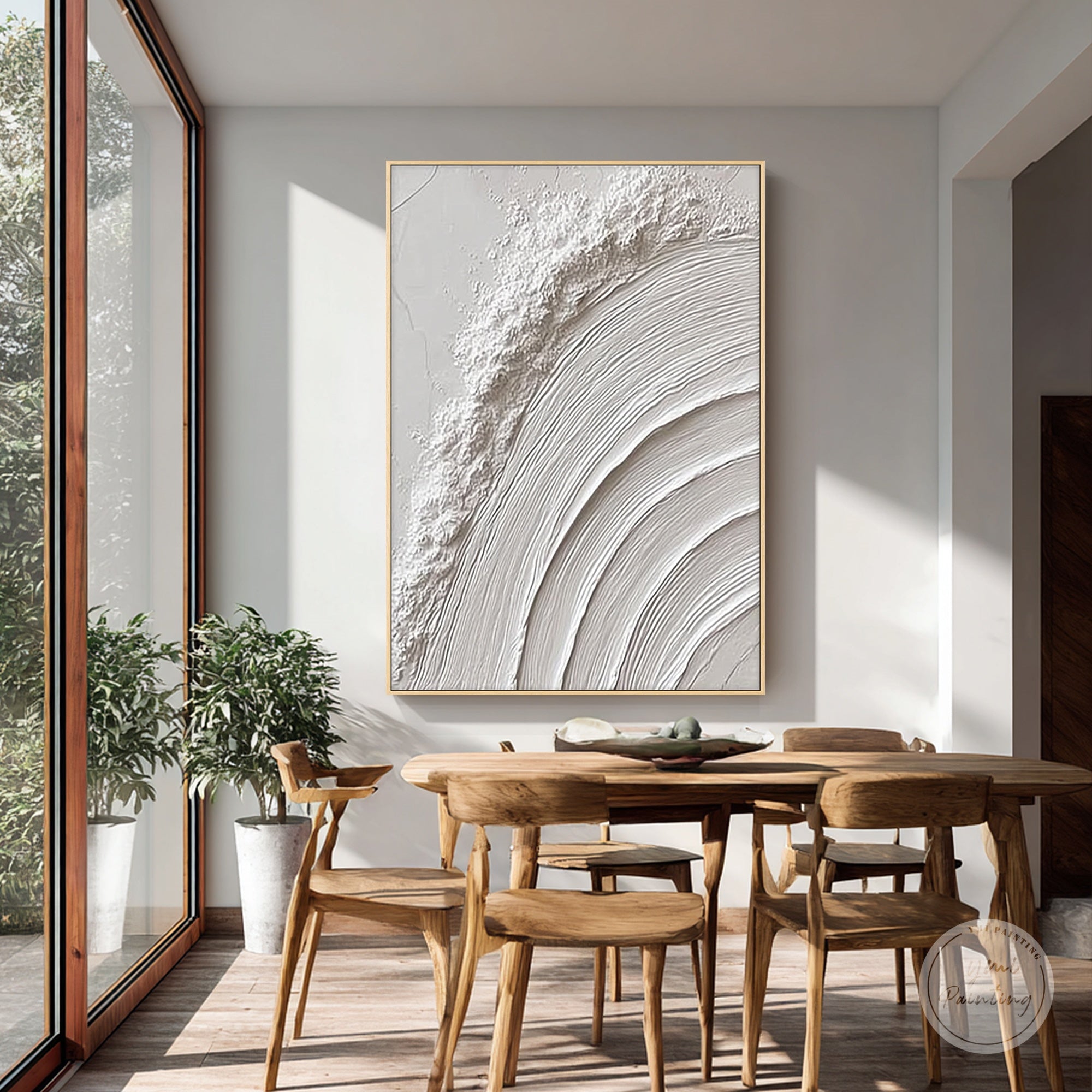 handmade plaster wall art white tones
