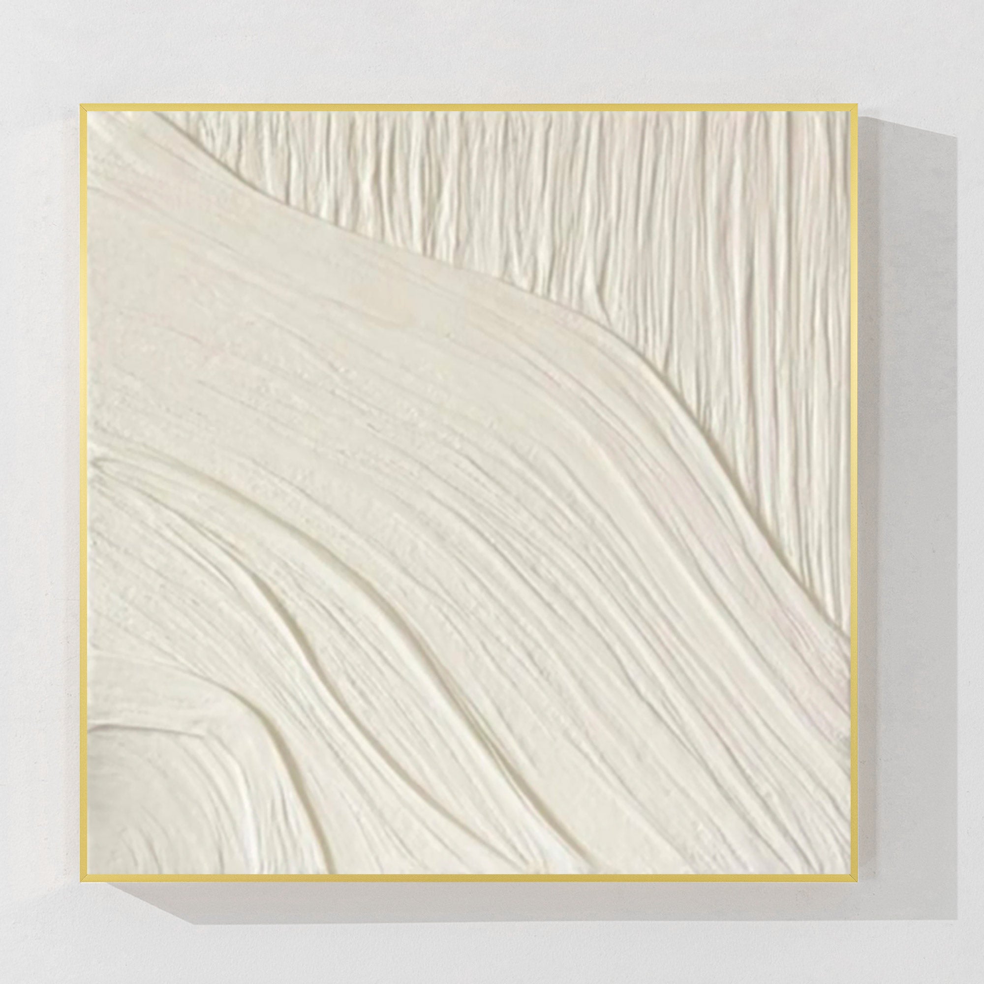 Minimalist white textured wall art cream abstract plaster canvas
