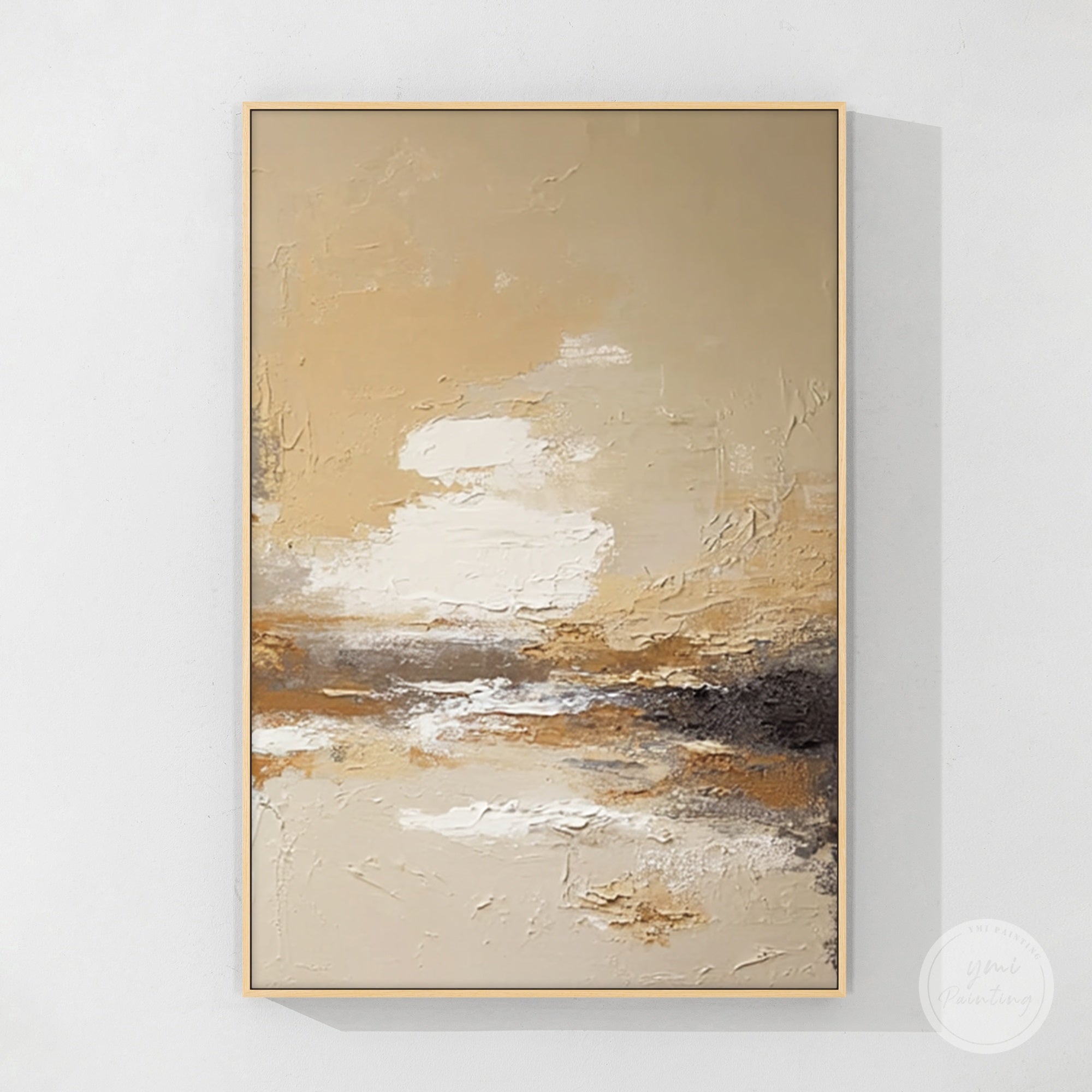 neutral tone abstract painting with soft brown and cream texture