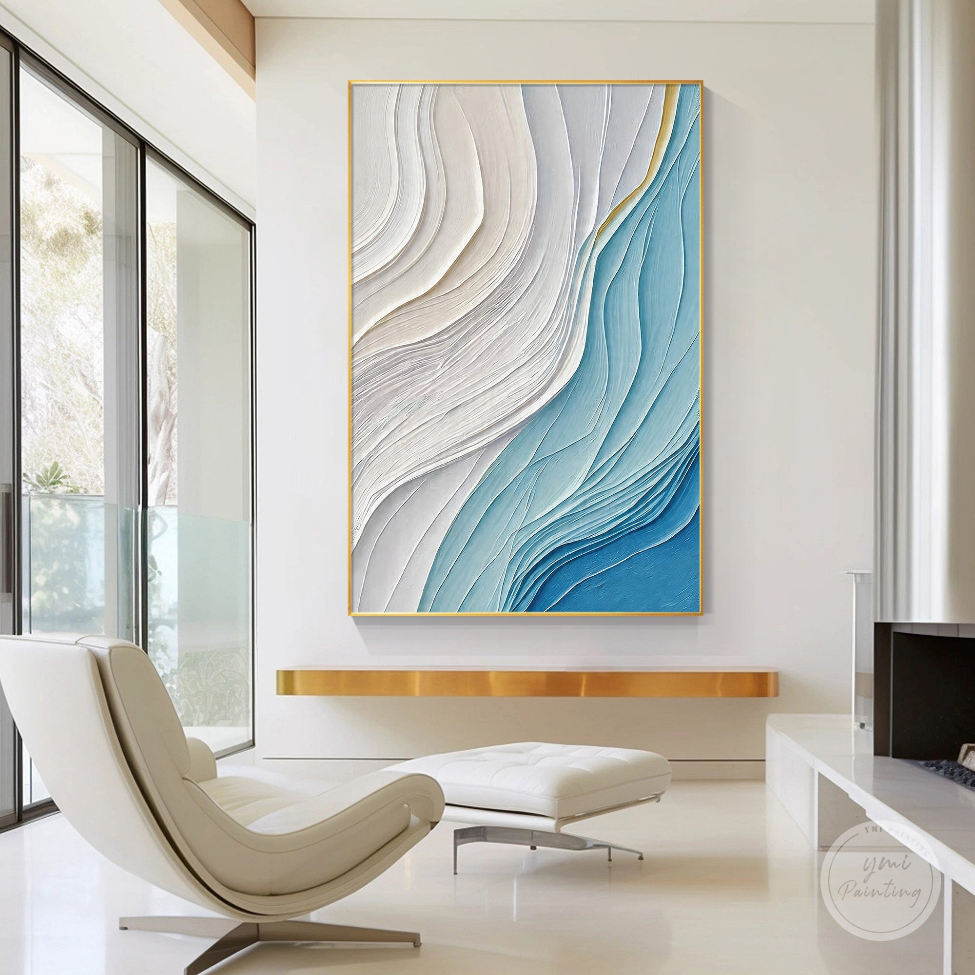 modern textured blue beige canvas