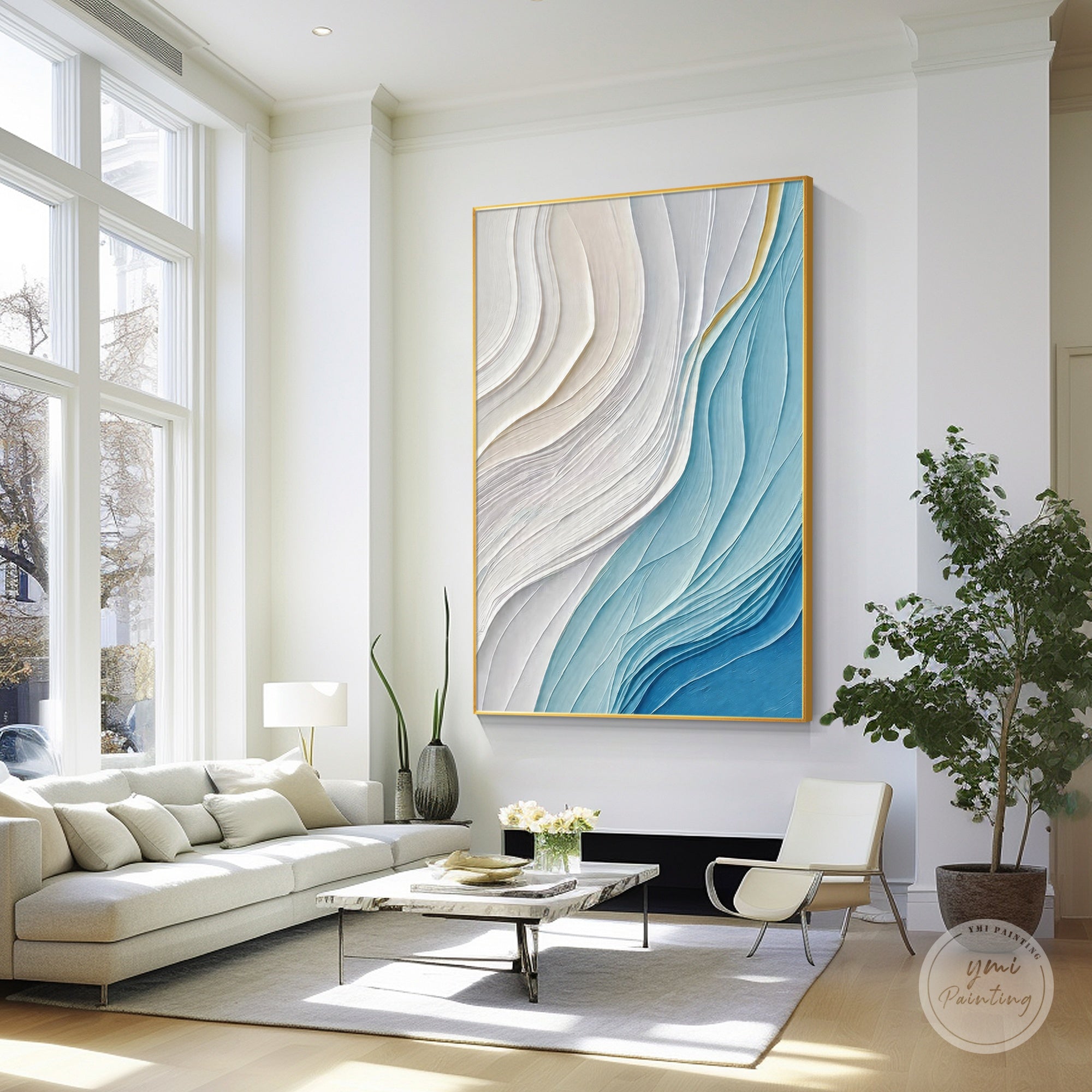 contemporary abstract wave painting