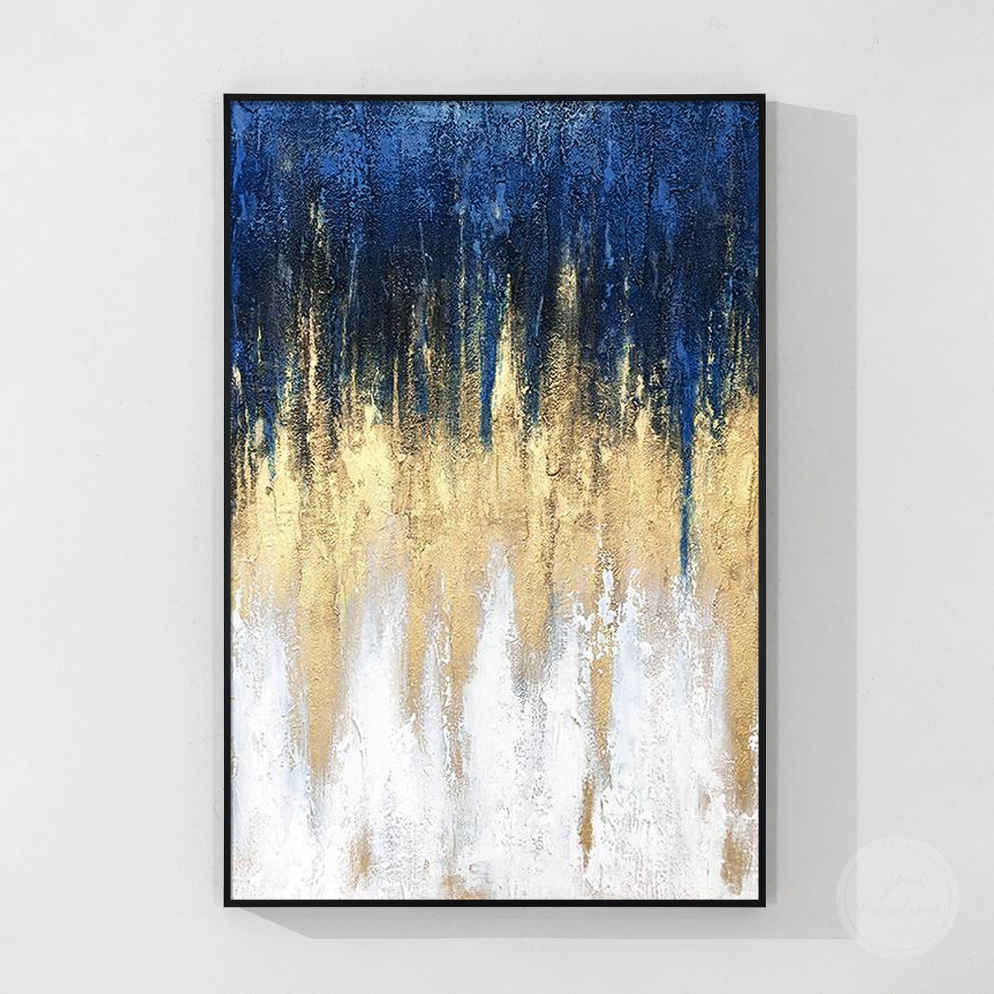 Gold leaf art painting with luxurious golden accents and modern abstract design for elegant home wall decor