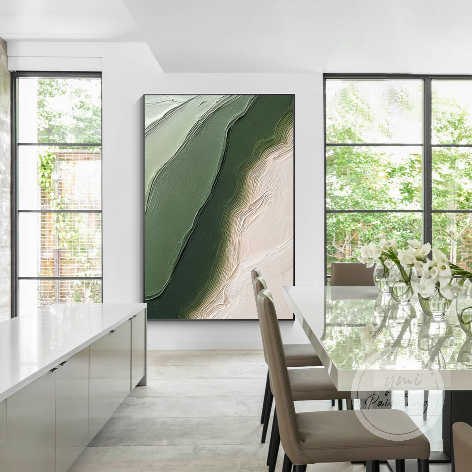 Neutral mountain landscape textured artwork