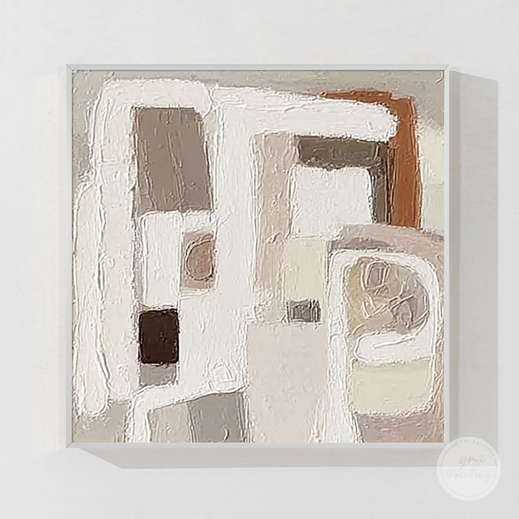 minimalist textured wall art cream and brown tones