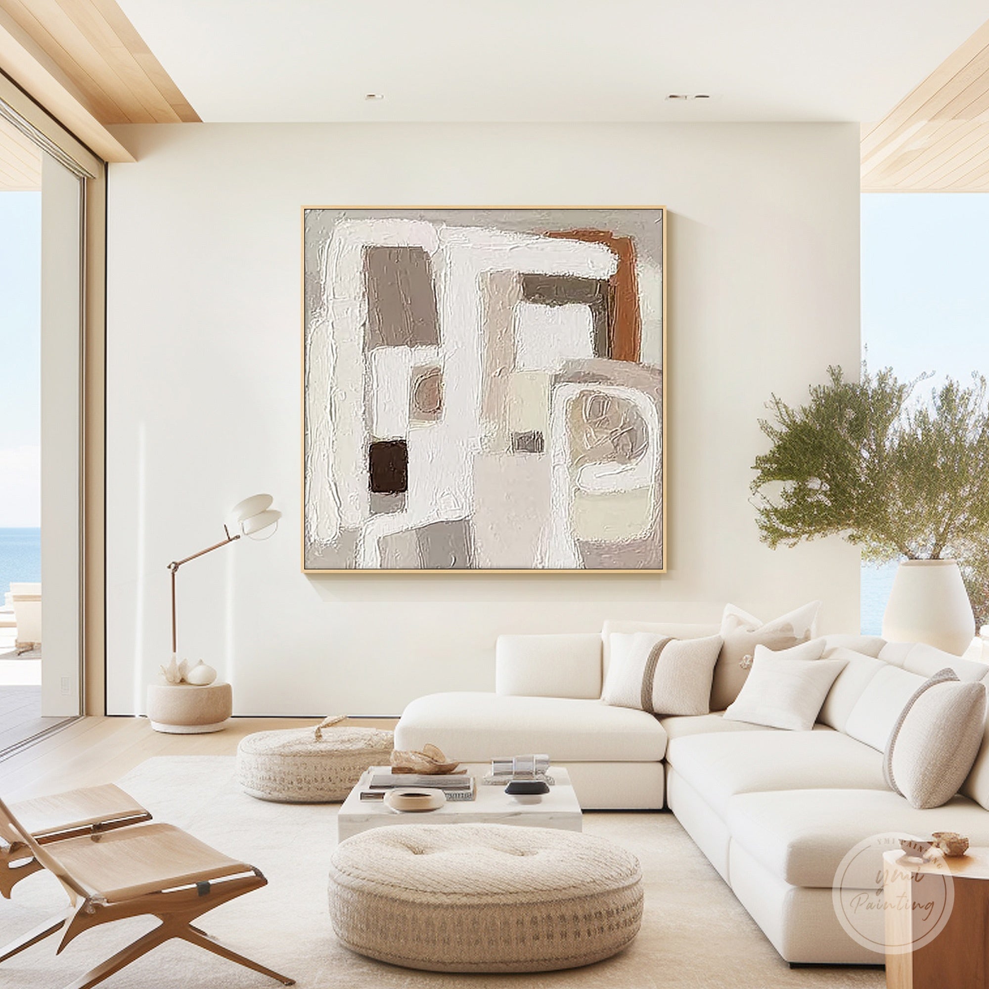 handmade minimalist abstract wall art cream beige tones
