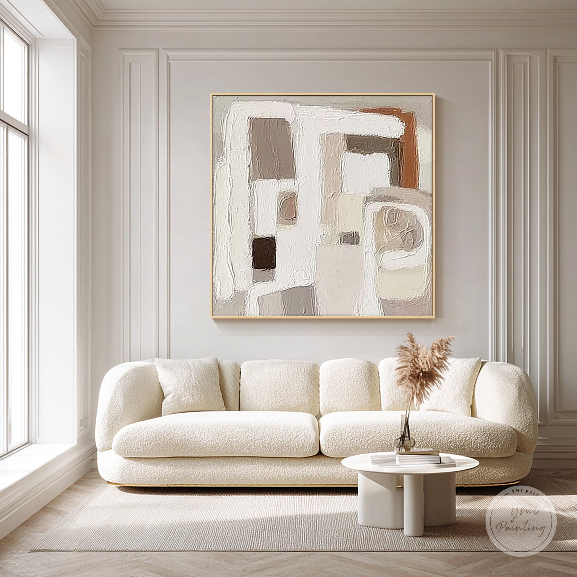 contemporary neutral abstract canvas earthy color blocks