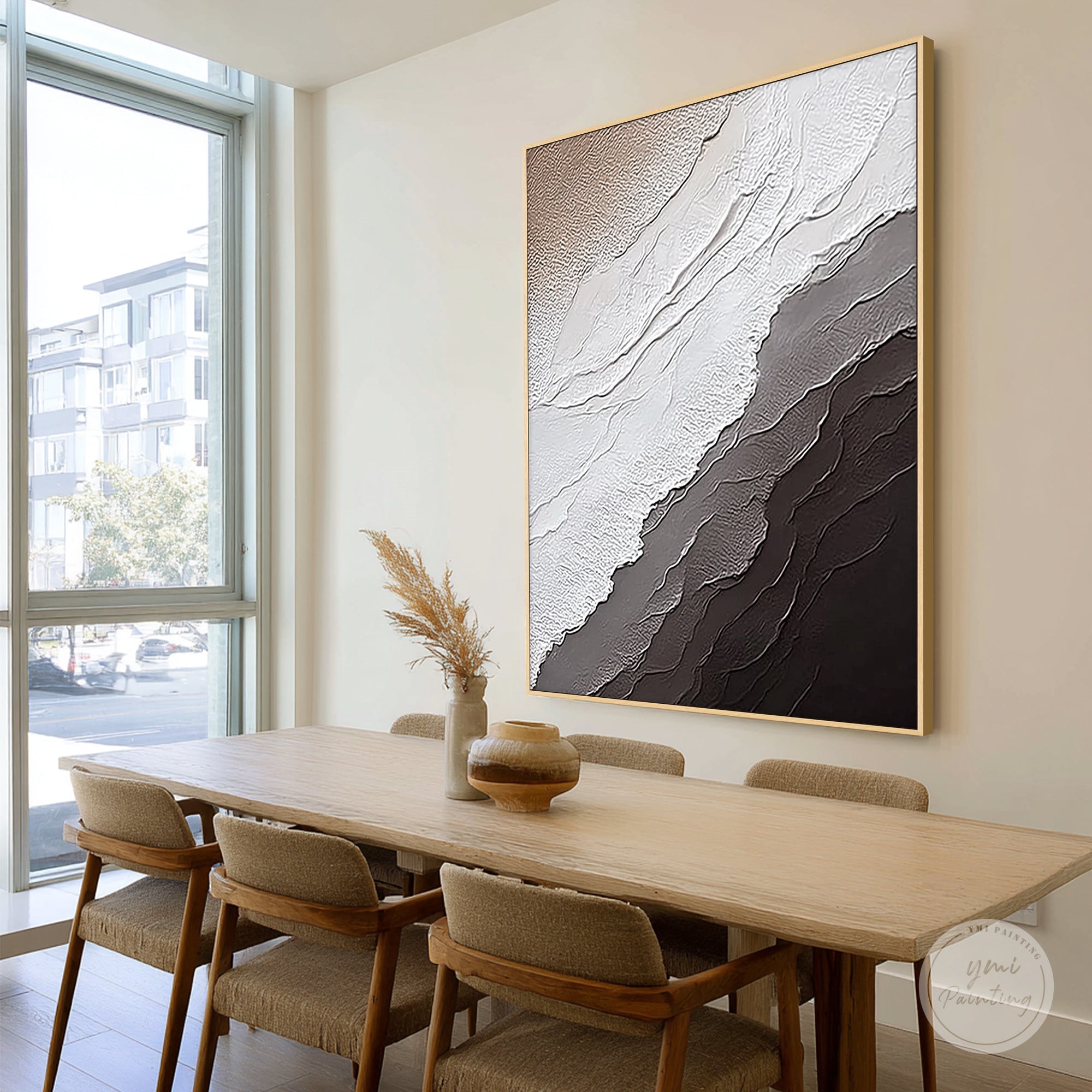 black white organic abstract canvas
