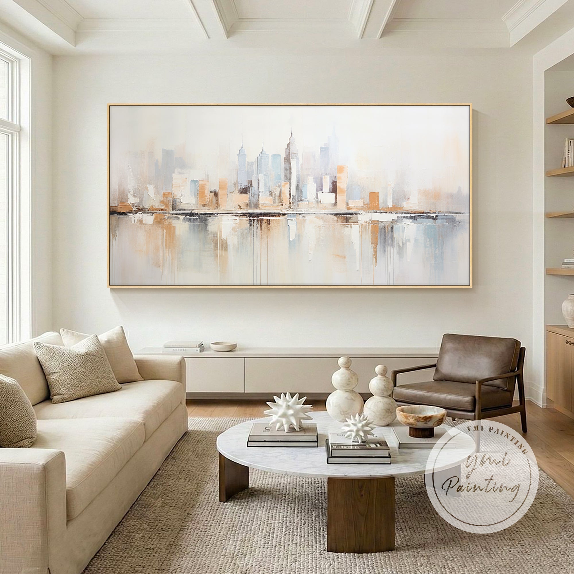 Abstract New York skyline painting for contemporary office wall