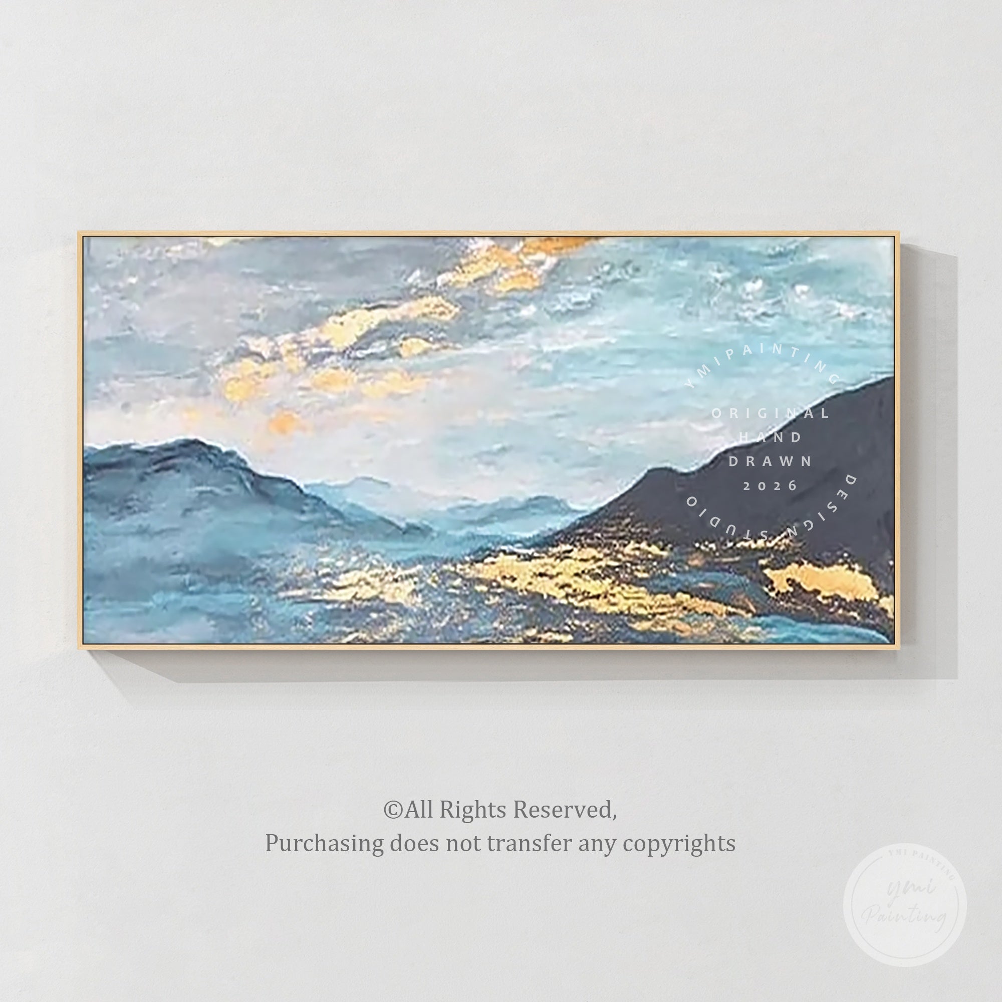 serene abstract horizon mountain artwork