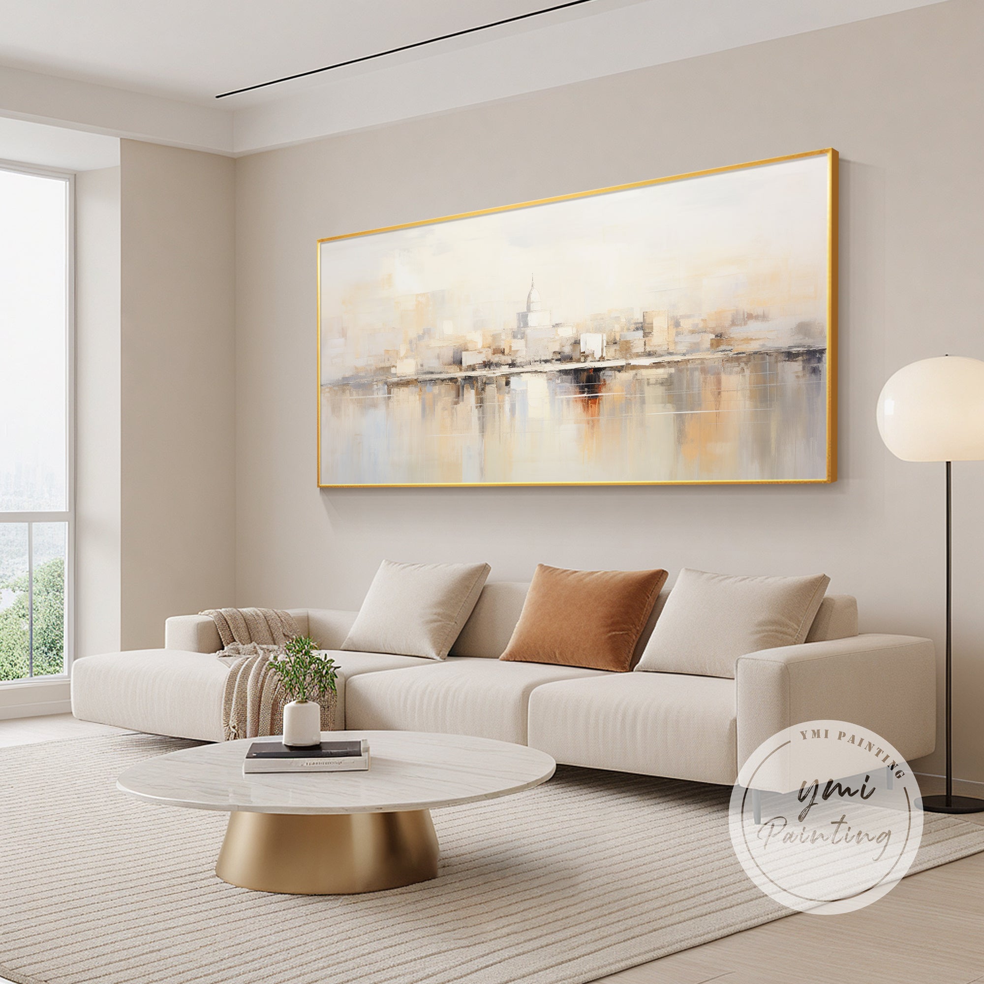 Abstract Washington DC skyline painting for contemporary office wall