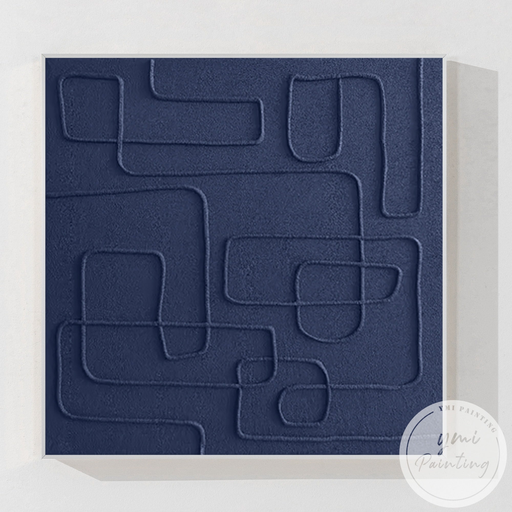 Extra large navy blue canvas wall art for stylish interior design