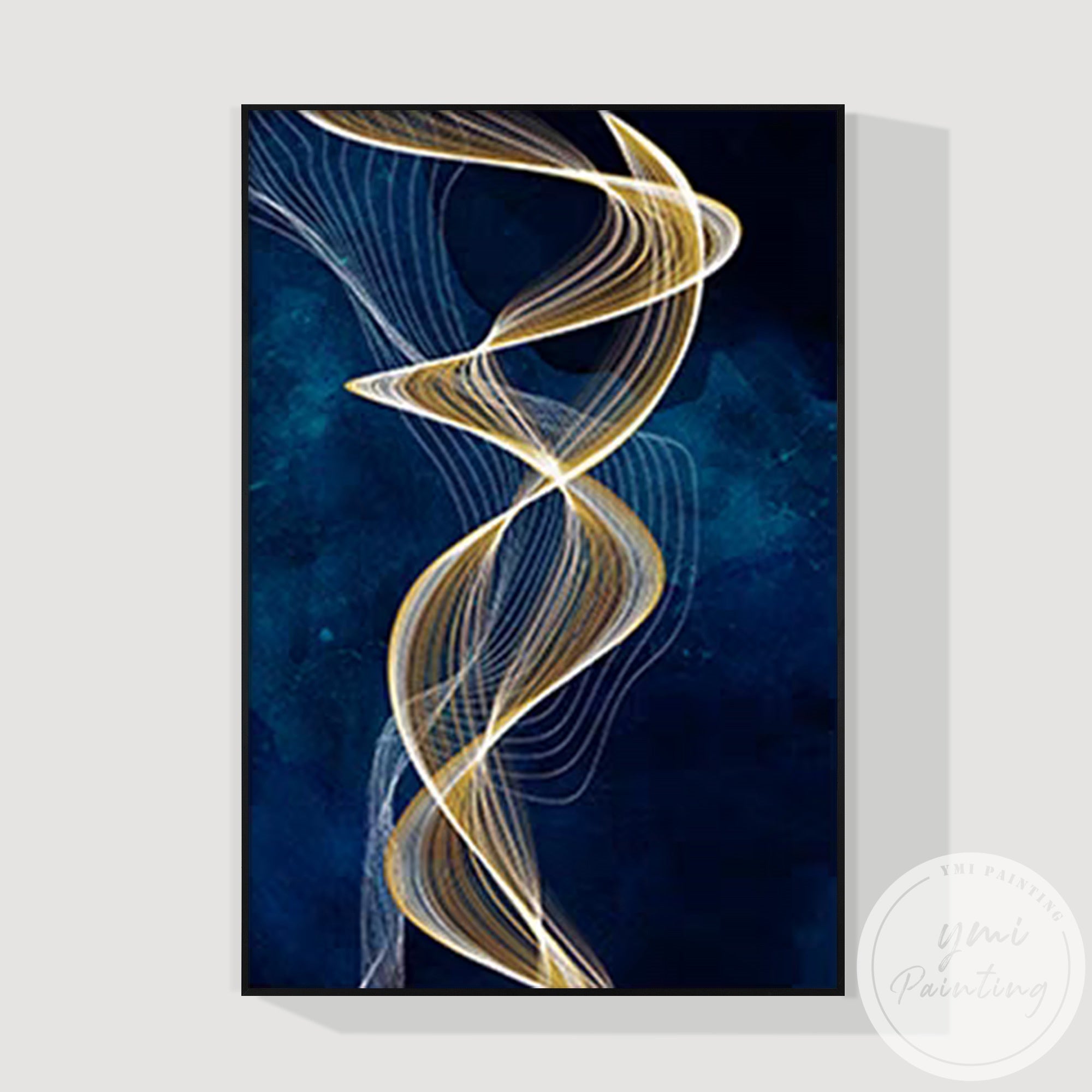 Premium framed canvas art with flowing ribbon inspired design