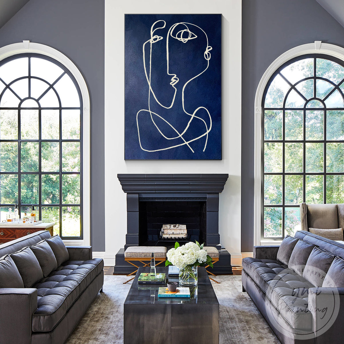 Hand-painted minimalist Picasso-inspired wall art for living rooms