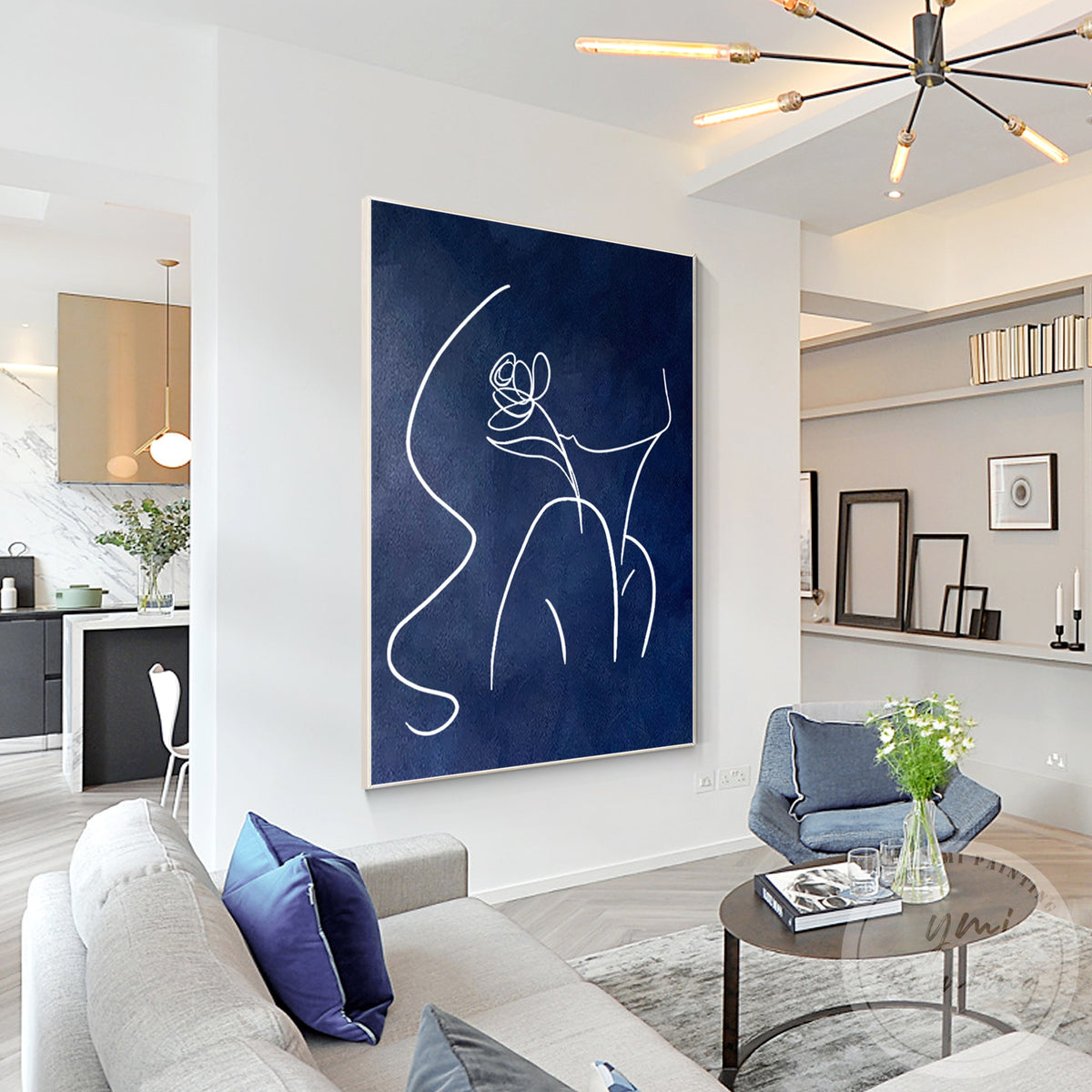 Large minimalist female figure drawing for modern wall decor