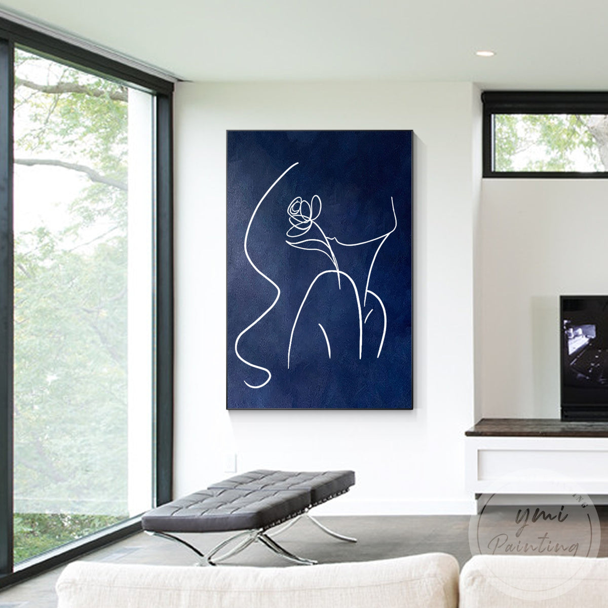 Minimalist woman figure painting for contemporary bedroom decor