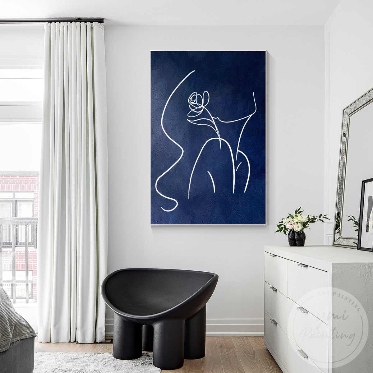 Modern female figure drawing wall art on canvas