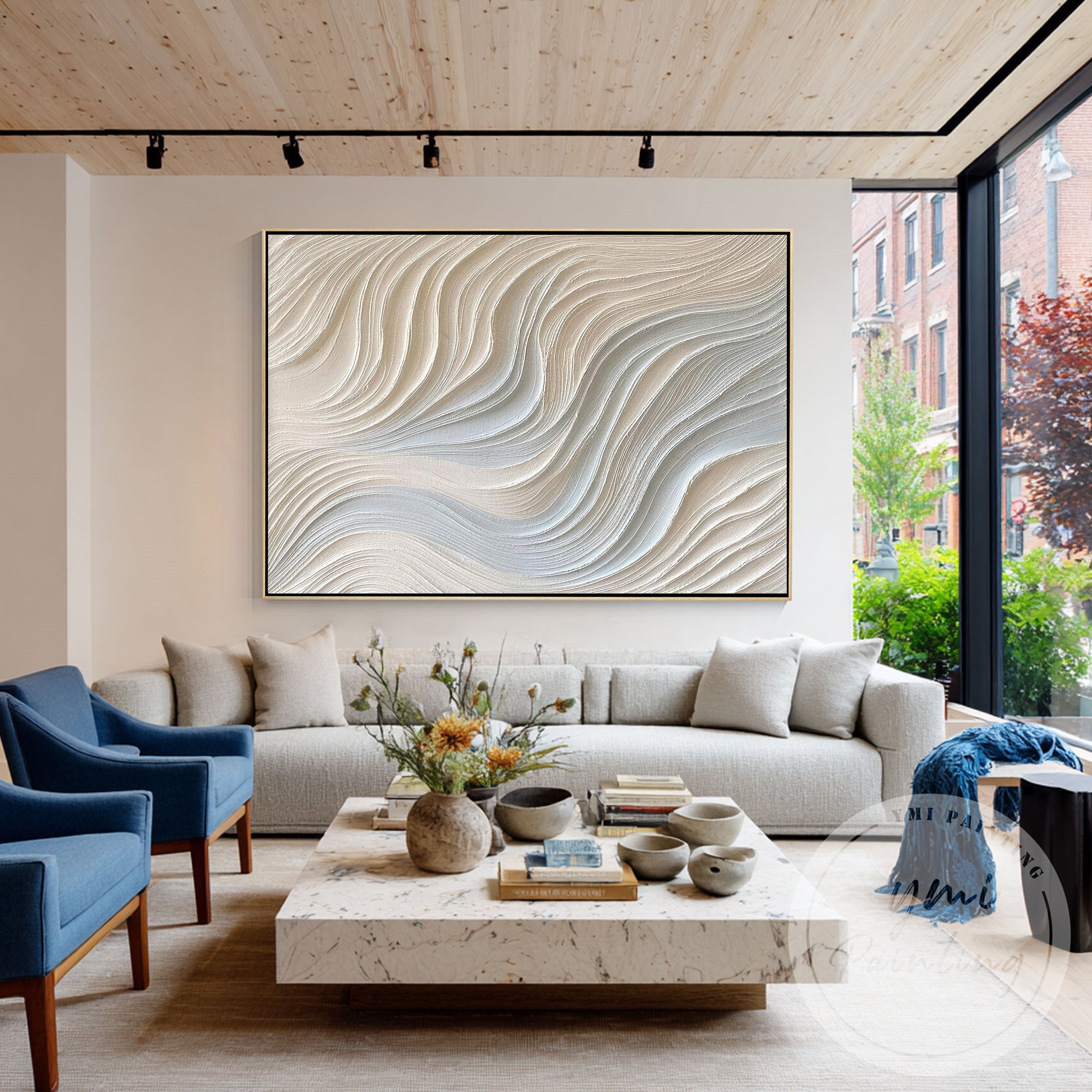Modern neutral abstract wall art for serene interior decor