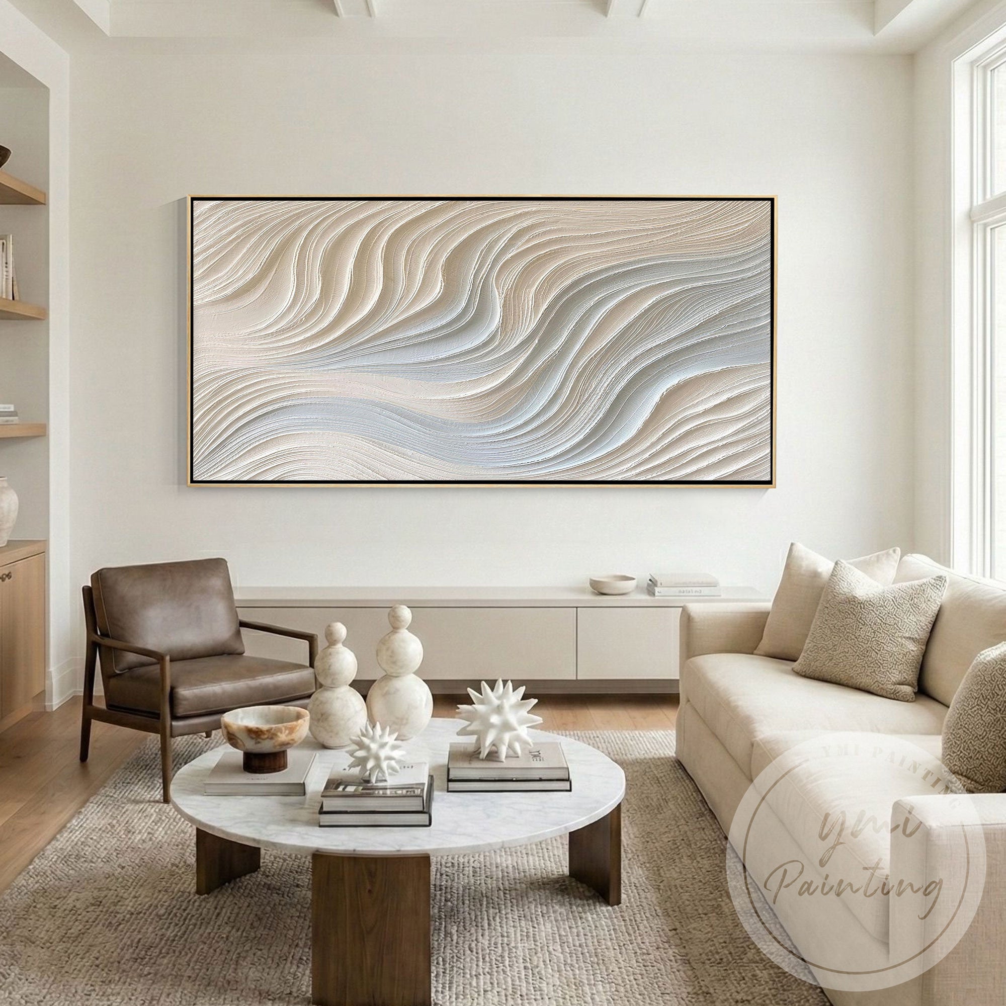 Large minimalist abstract canvas painting for living room