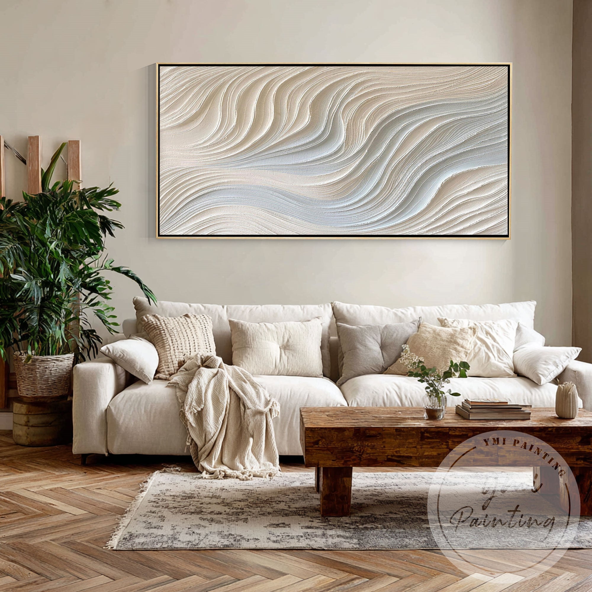 Beige organic textured wall decor with soft natural tones