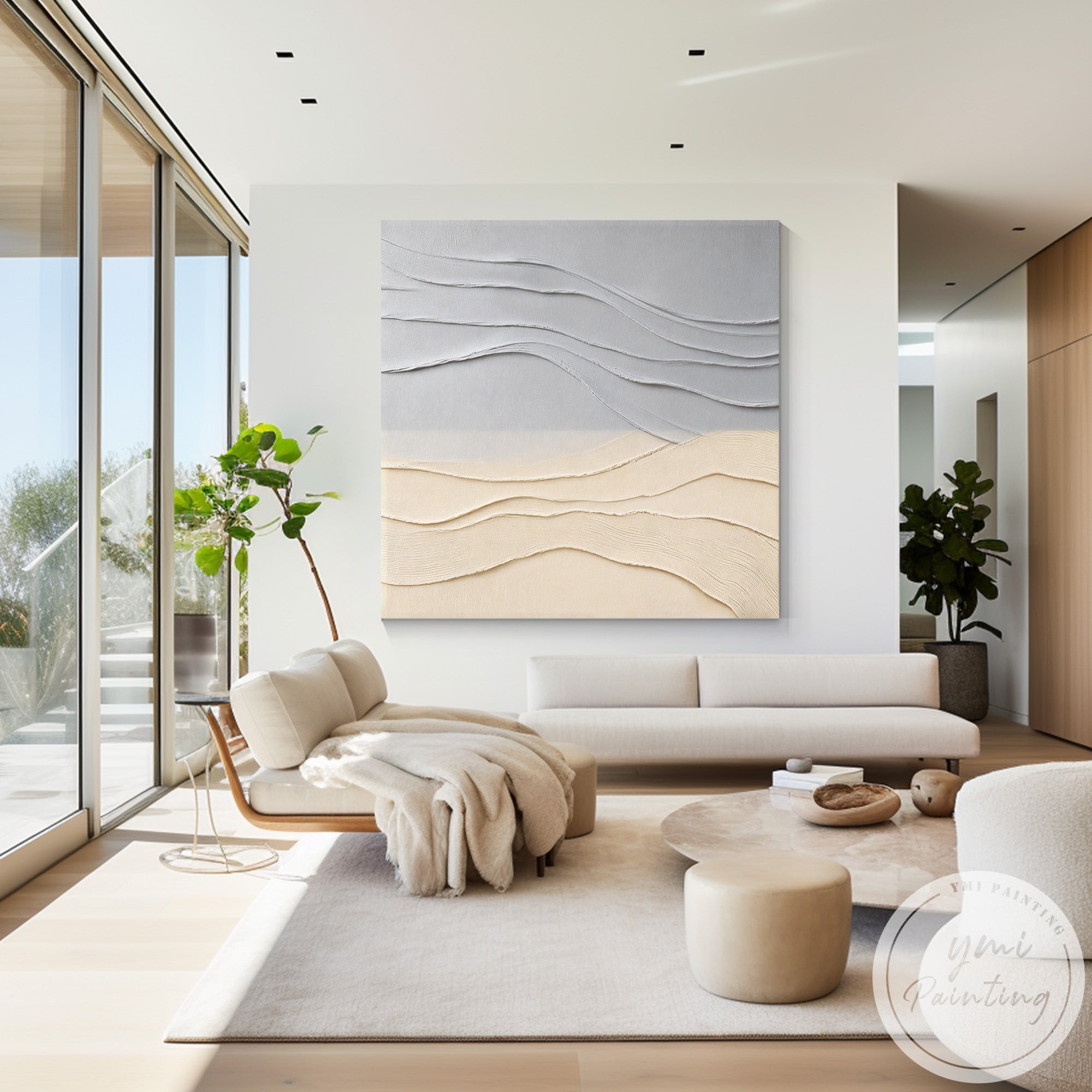 Modern Scandinavian wall art with organic abstract landscape design
