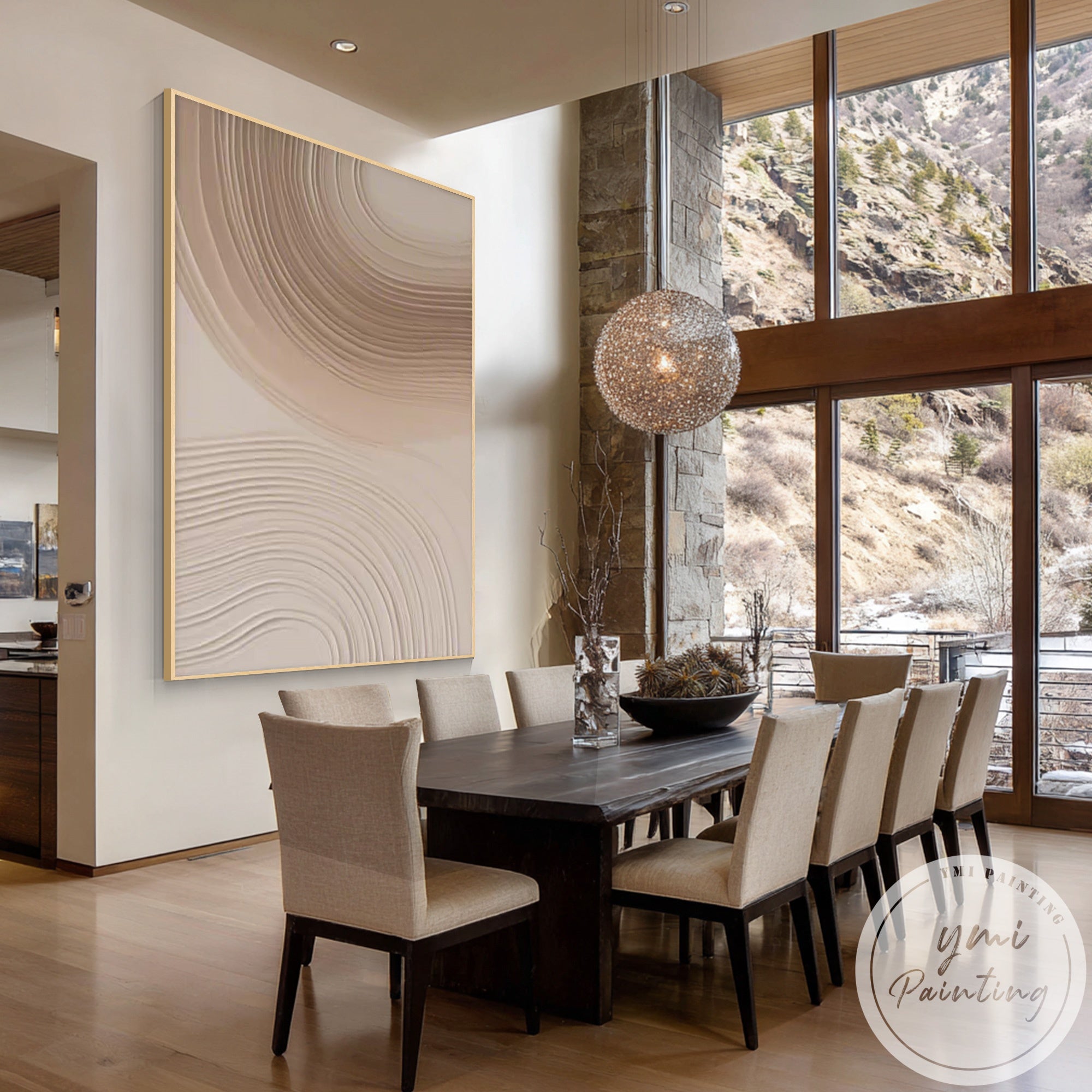 Minimalist beige organic abstract wall decor for contemporary home