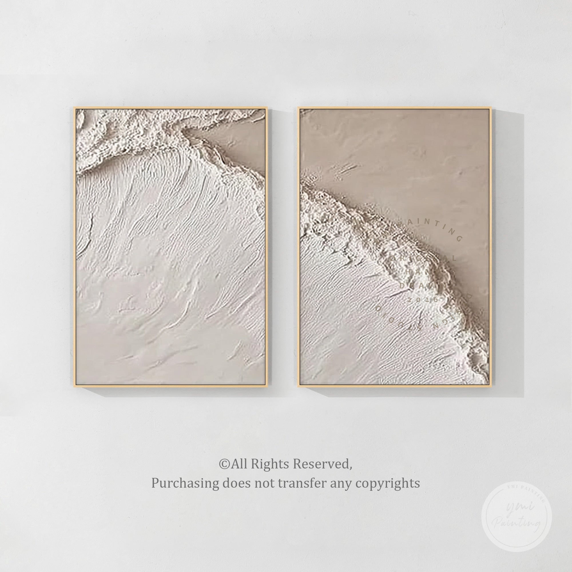 hand painted abstract diptych canvas textured surface