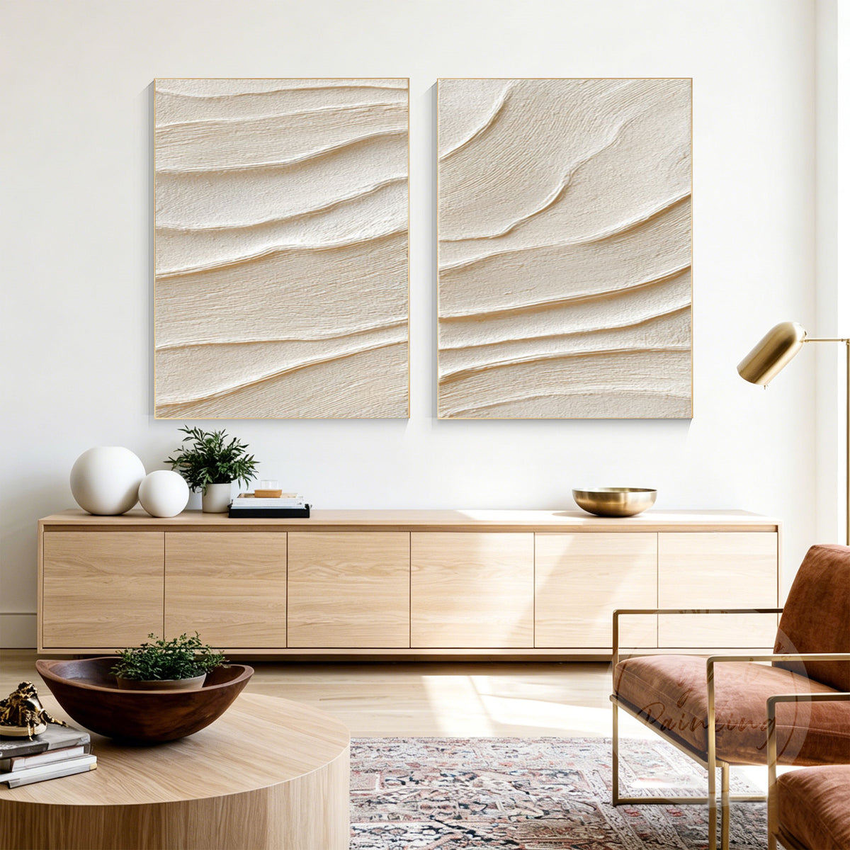 Neutral modern wall art with Wabi Sabi texture design