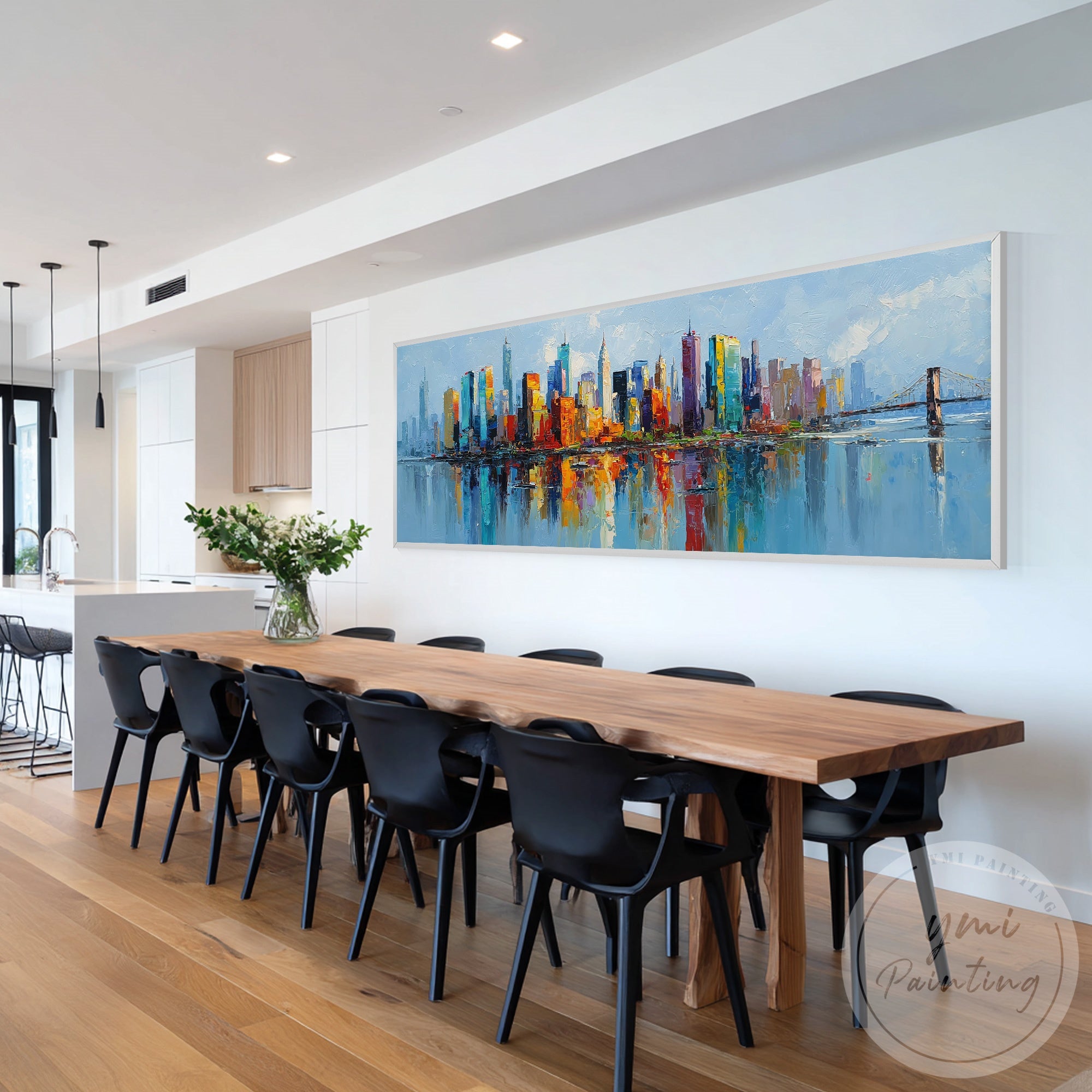 Modern New York City skyline painting abstract urban wall decor