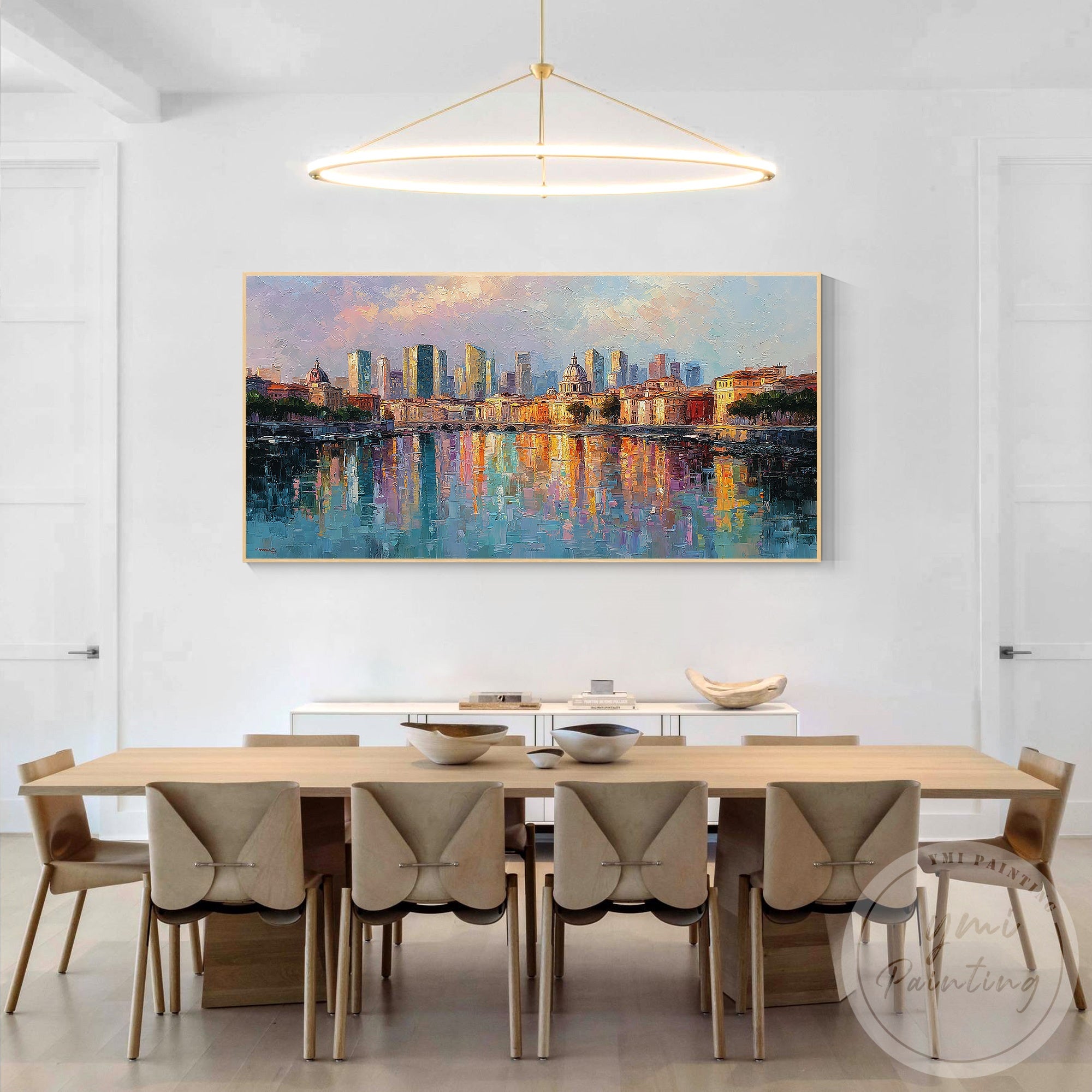 Contemporary Rome skyline artwork abstract canvas design