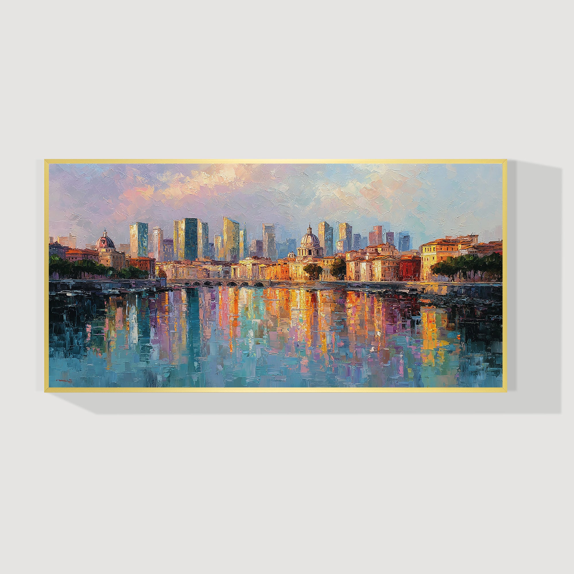 Oversized Rome skyline canvas art abstract cityscape painting