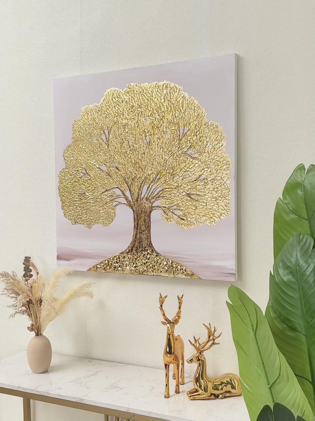 Square gold foil tree painting