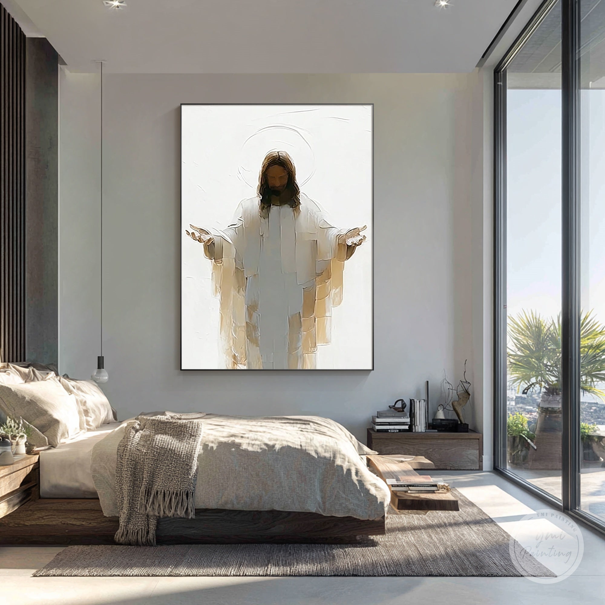 retrato religioso pintura de Jesus decoração moderna para sala de estar