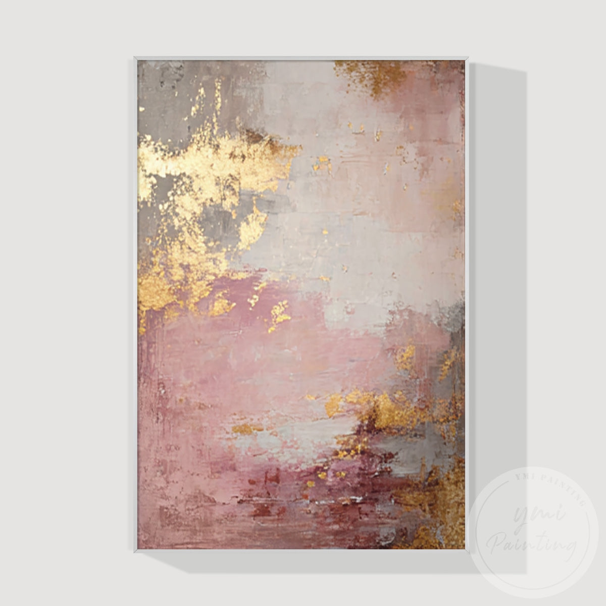 Rose gold and dusty pink textured painting for contemporary home decor