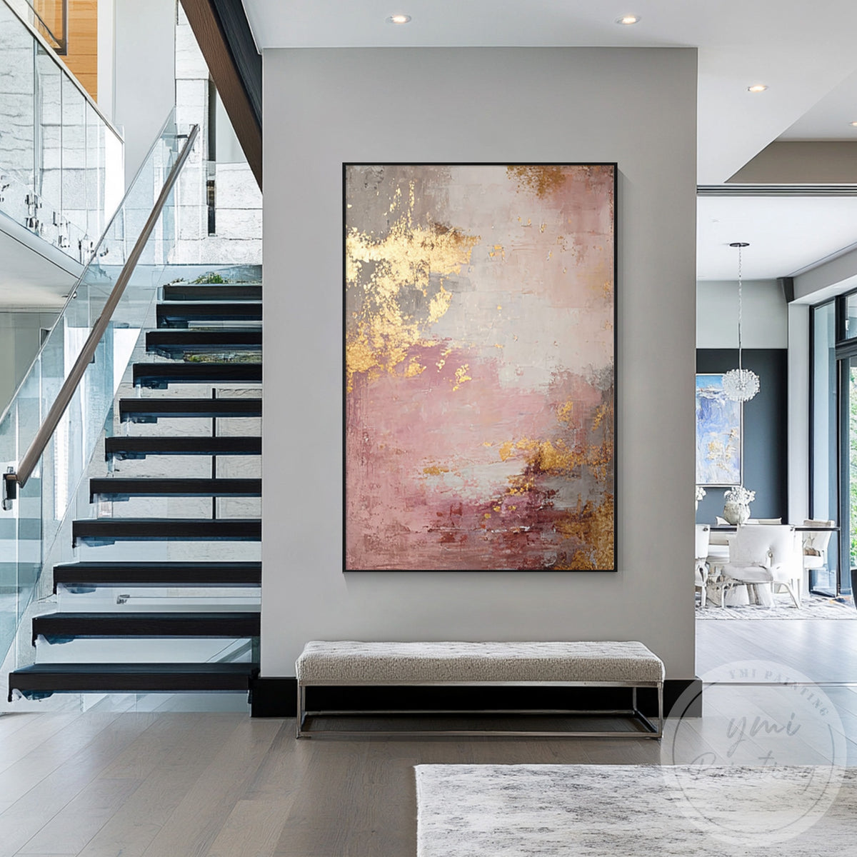 Large textured abstract canvas for modern luxury living room decor