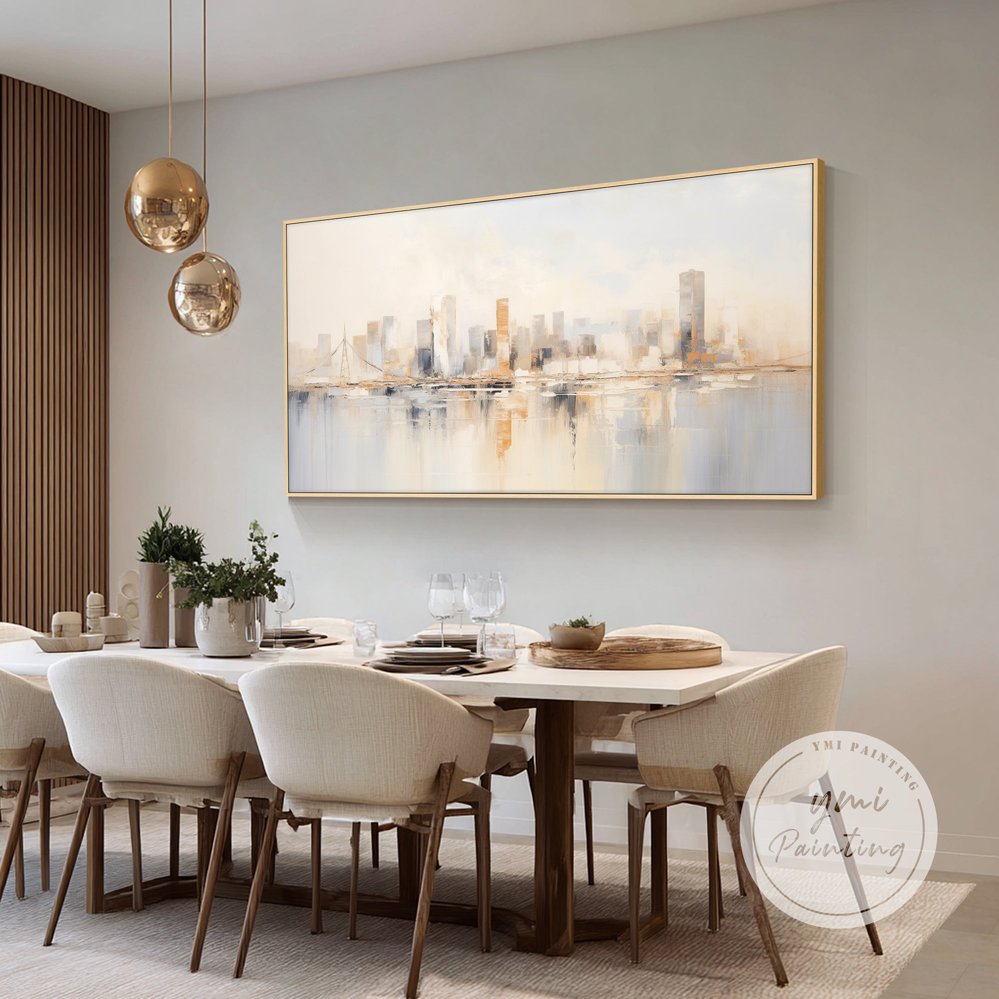 Large San Francisco skyline wall art with reflection for home decor