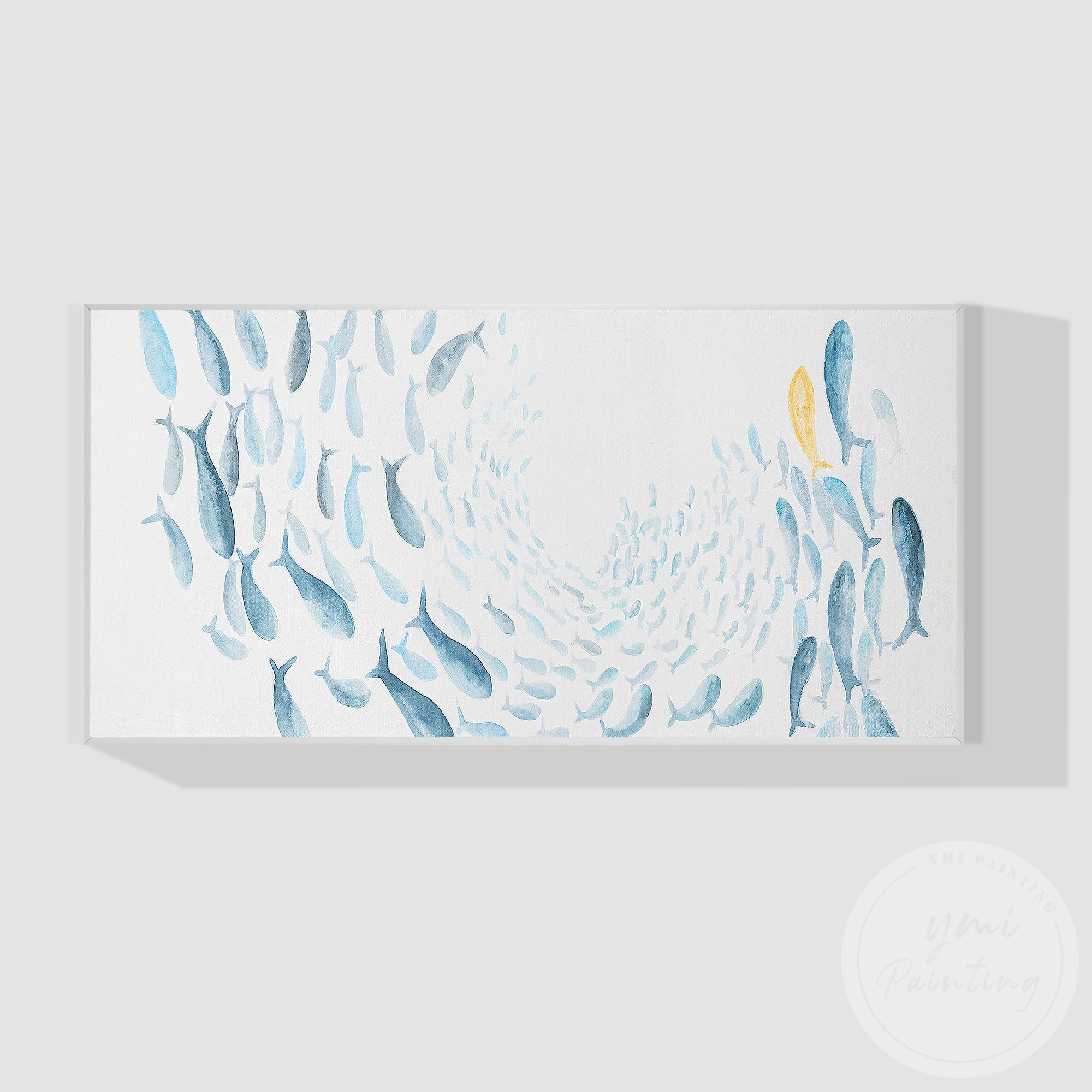 Original school of fish painting modern coastal wall decoration