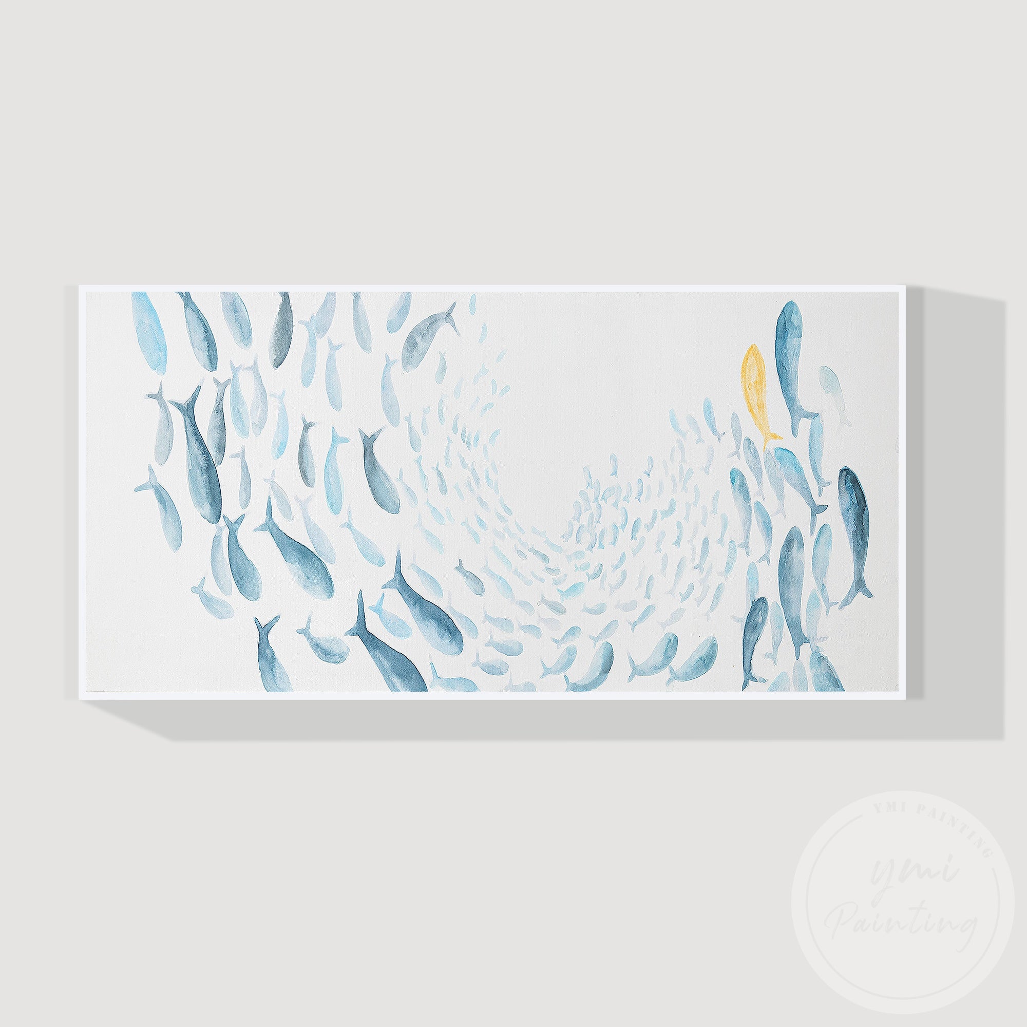 Contemporary blue fish canvas artwork for home and office interiors