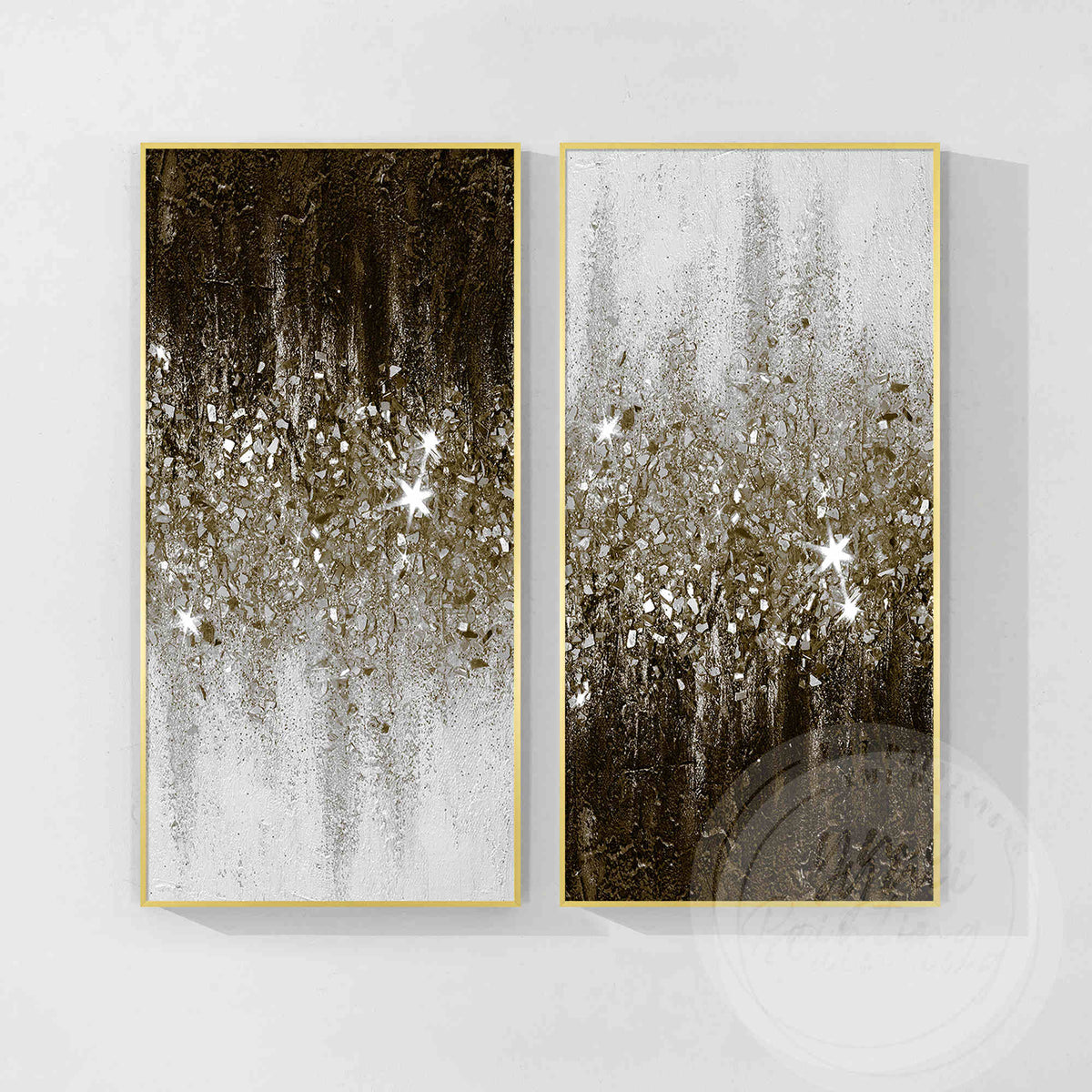 Set of two luxury brown wall paintings for bedroom or living room