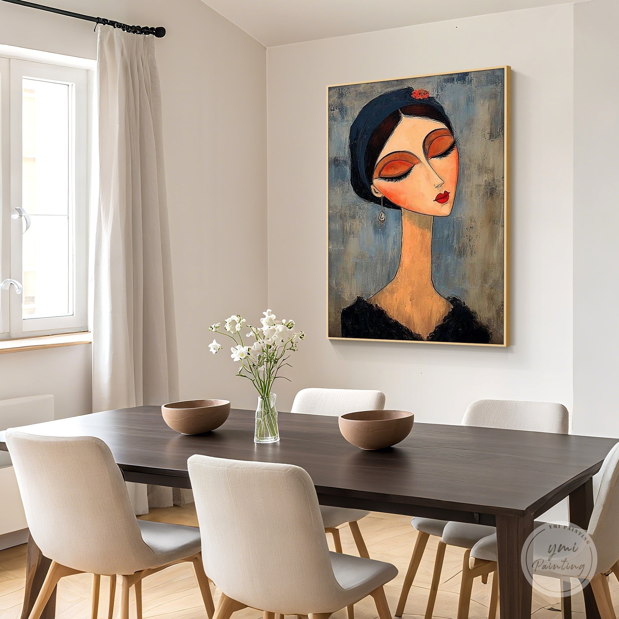 hand painted abstract portrait wall art living room decoration