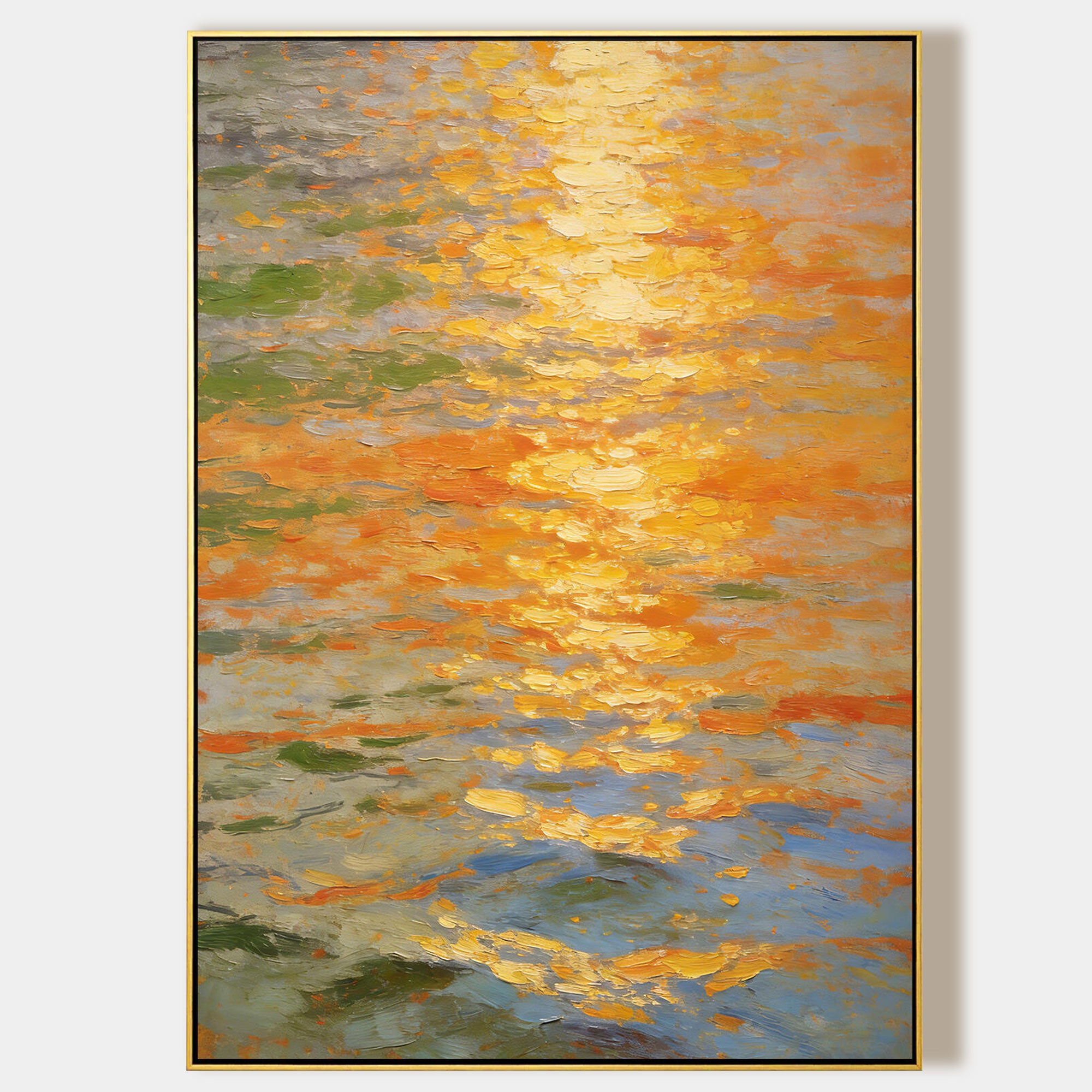 Sunset reflection abstract canvas palette knife ocean painting