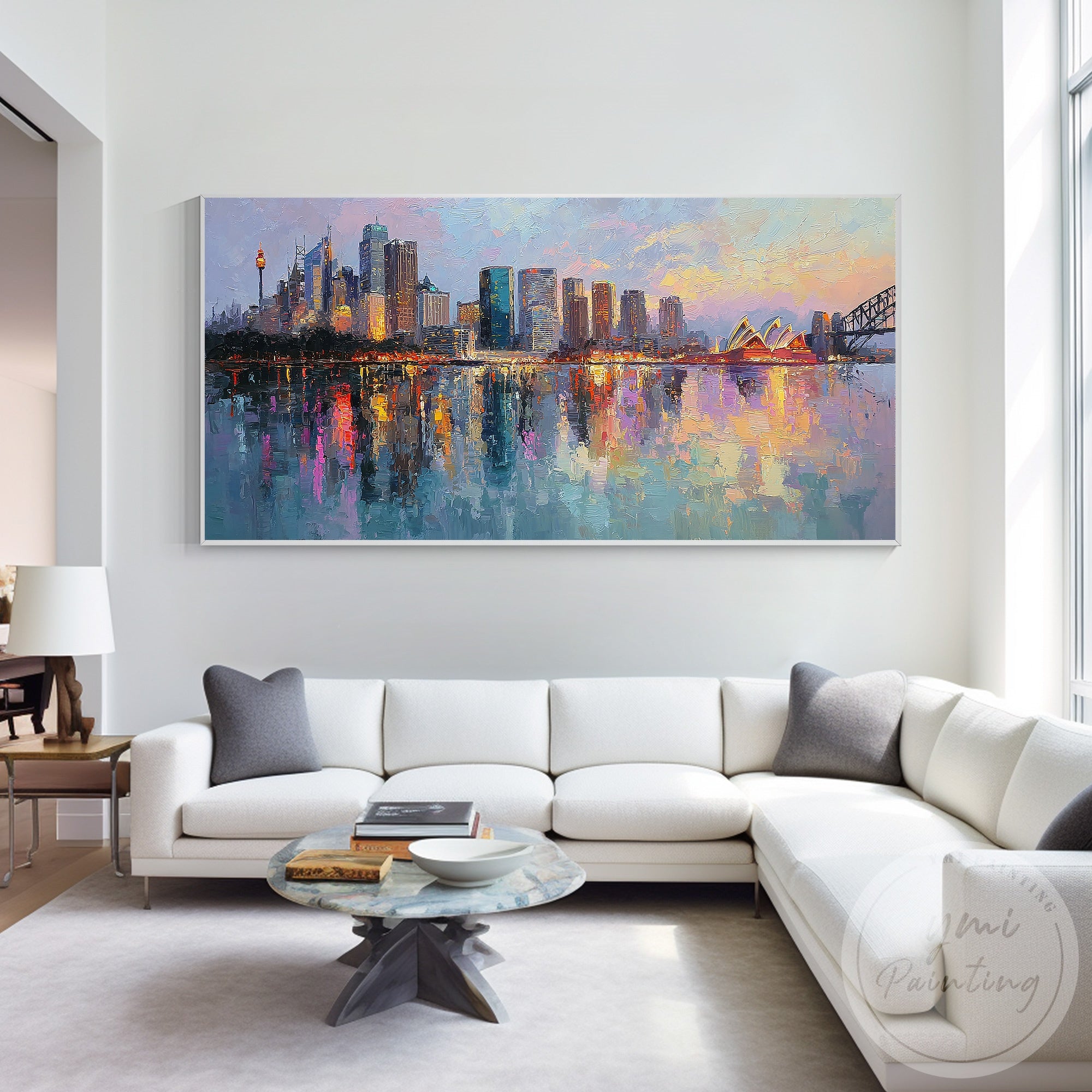 Modern abstract city wall art Sydney skyline design