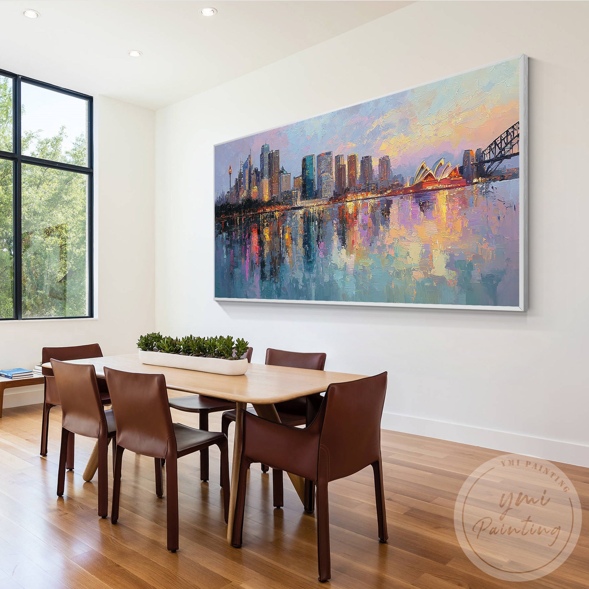 Hand painted Sydney cityscape canvas for office interior decor