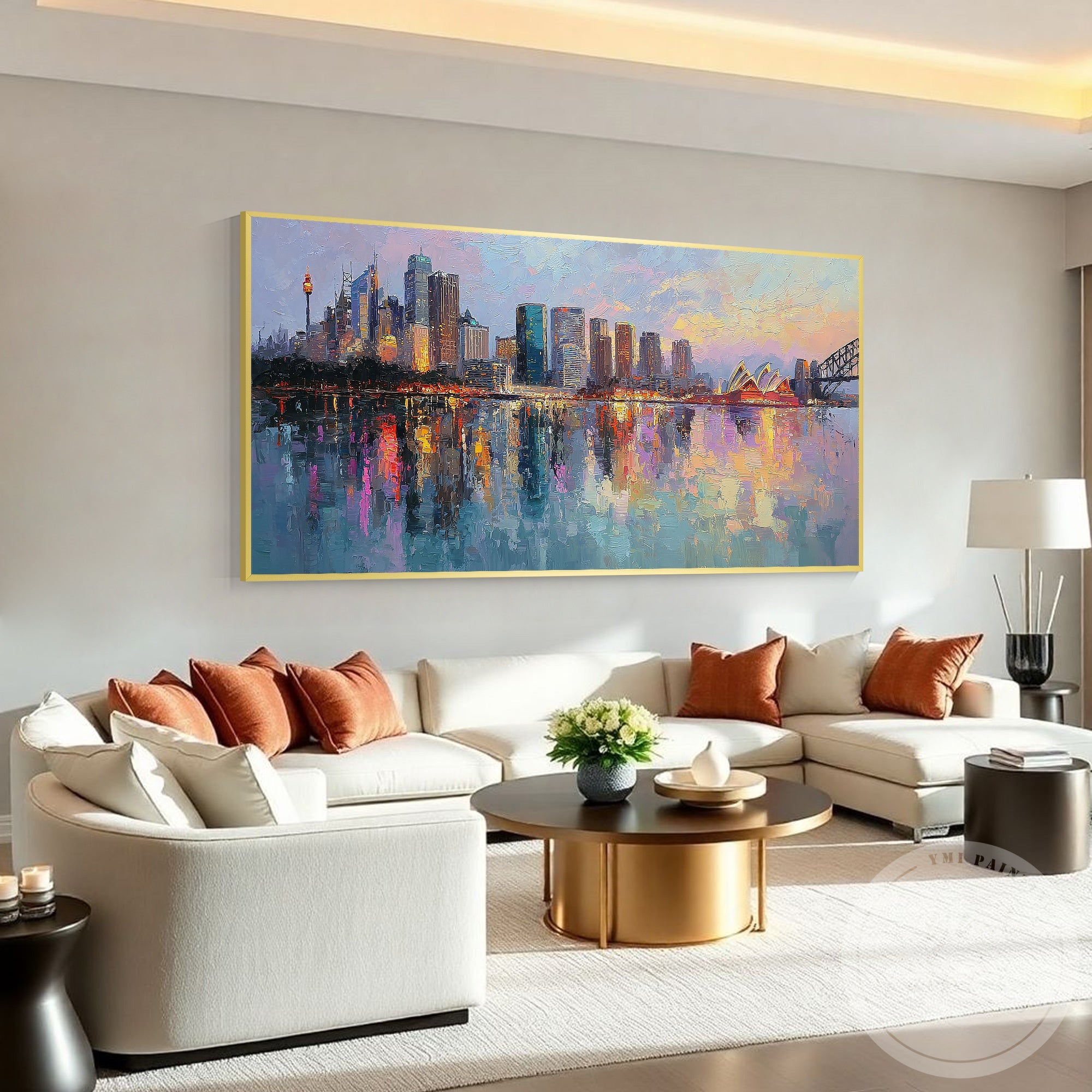 Large Sydney skyline artwork modern home wall decoration