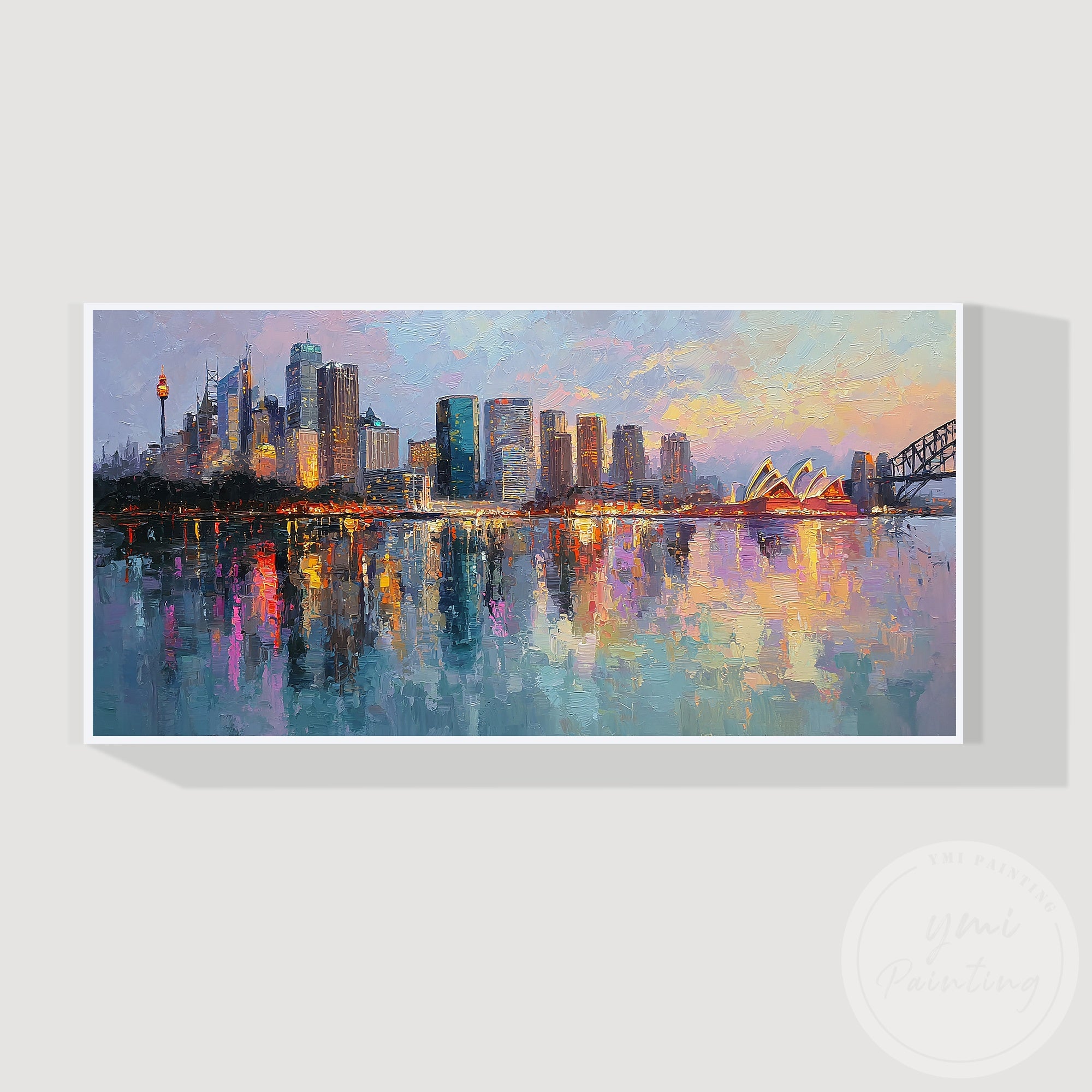 Contemporary urban skyline painting Sydney abstract style